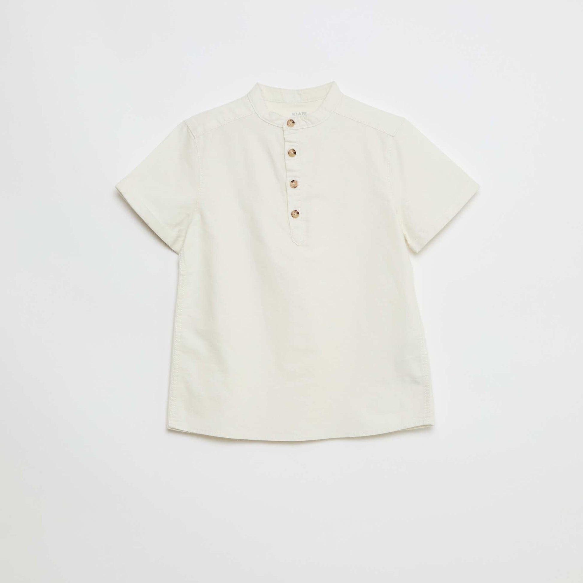 Chemise manches courtes unie en coton BLANC