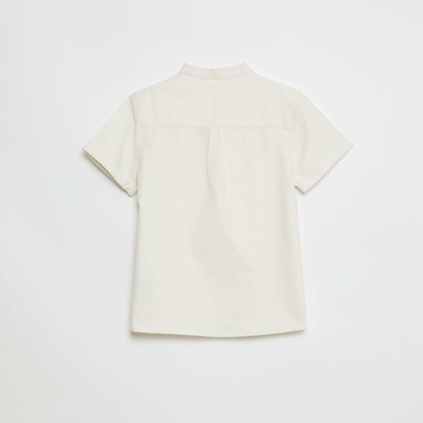 Chemise manches courtes unie en coton BLANC