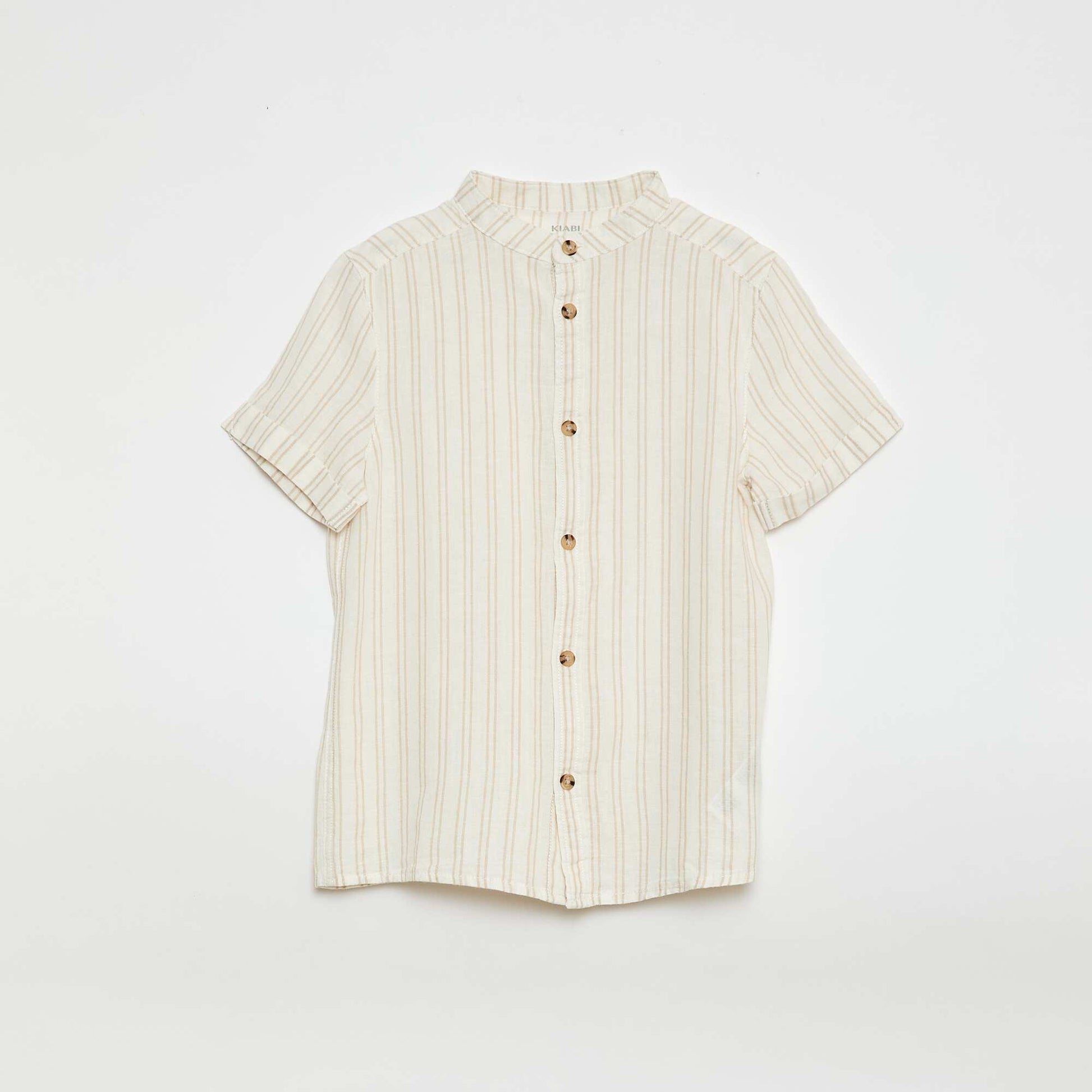 Chemise rayée en coton et lin BLANC