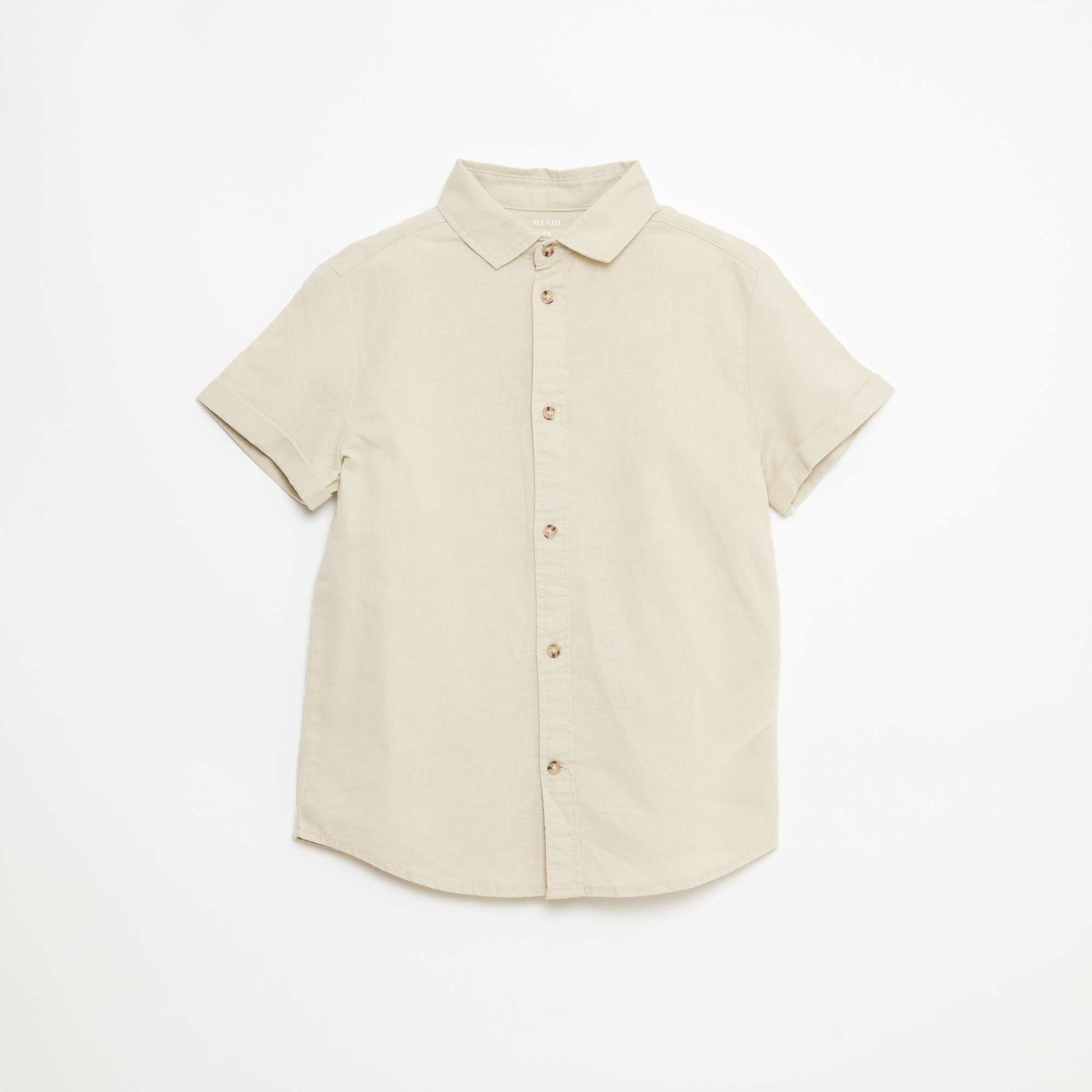 Chemise regular en coton uni BEIGE