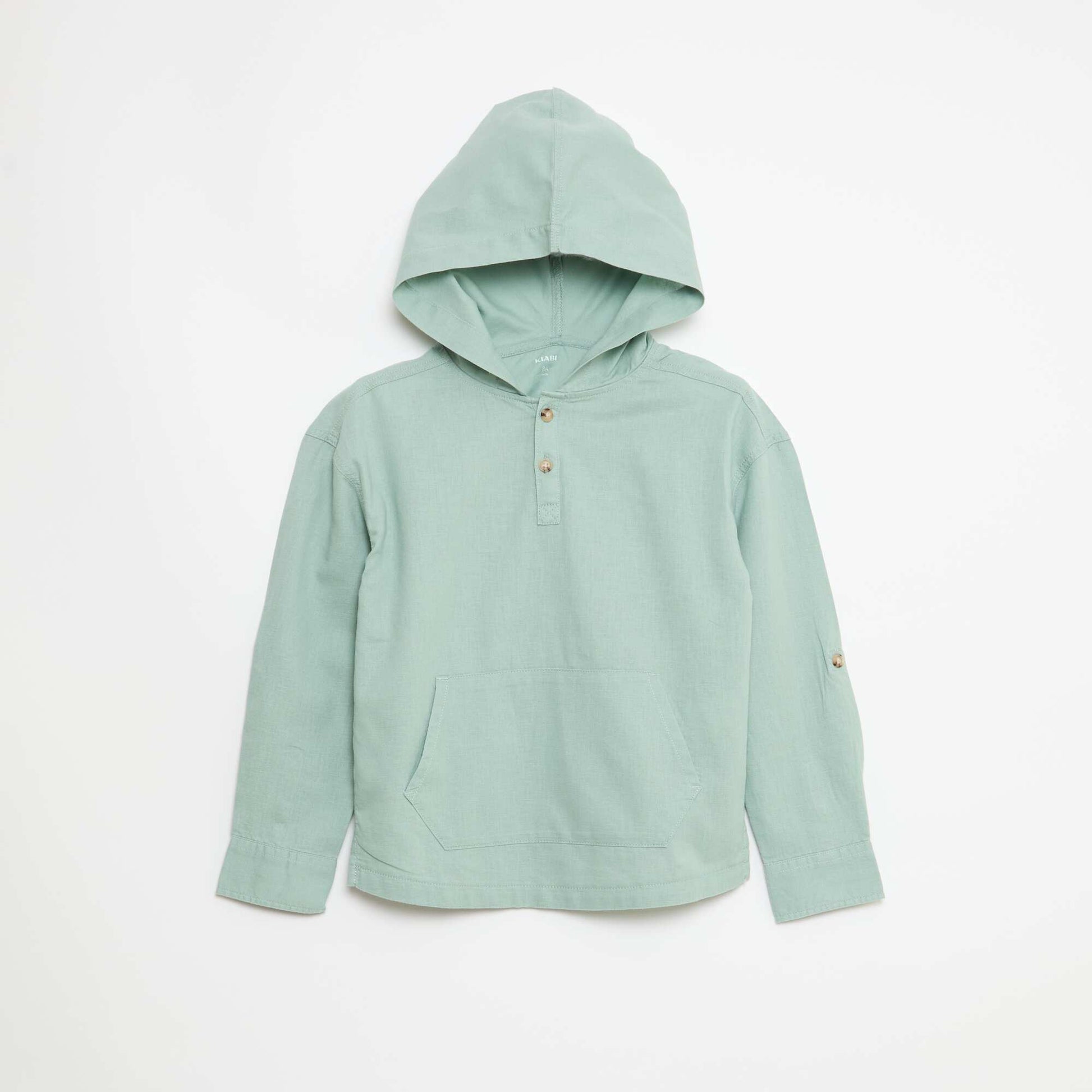 Chemise à capuche regular en coton uni VERT