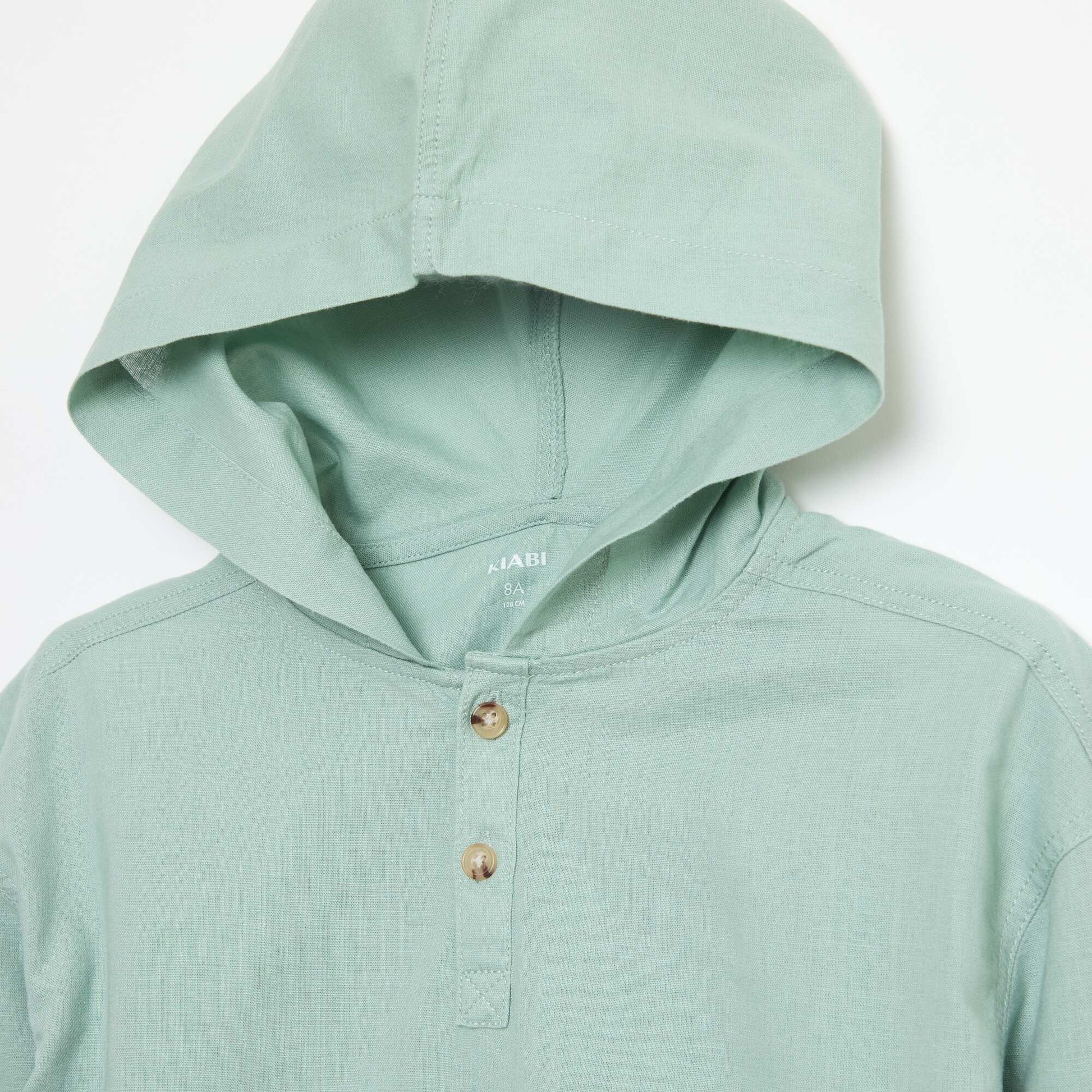 Chemise à capuche regular en coton uni VERT