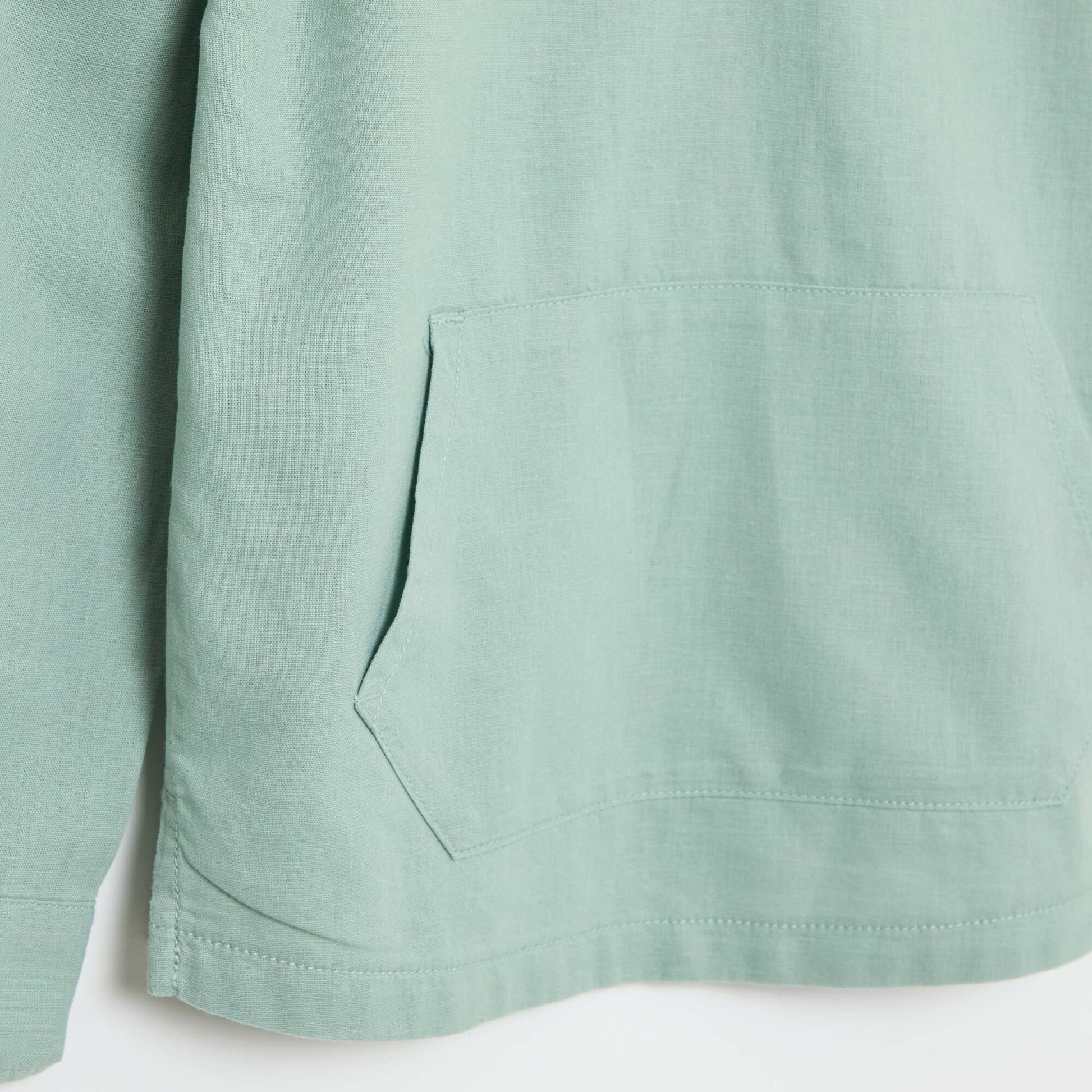 Chemise à capuche regular en coton uni VERT