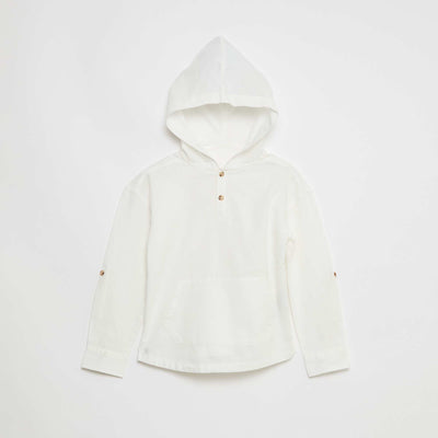 Chemise à capuche regular en coton uni BLANC