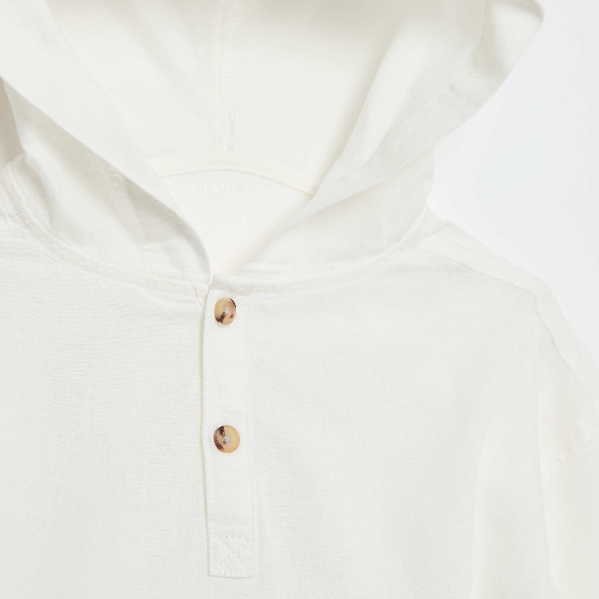 Chemise à capuche regular en coton uni BLANC