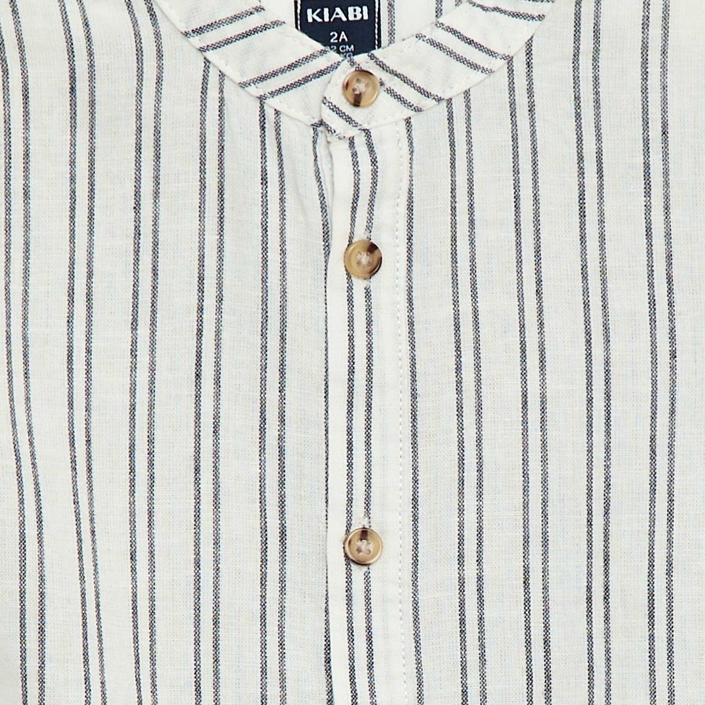 Chemise rayée en lin mélangé BEIGE