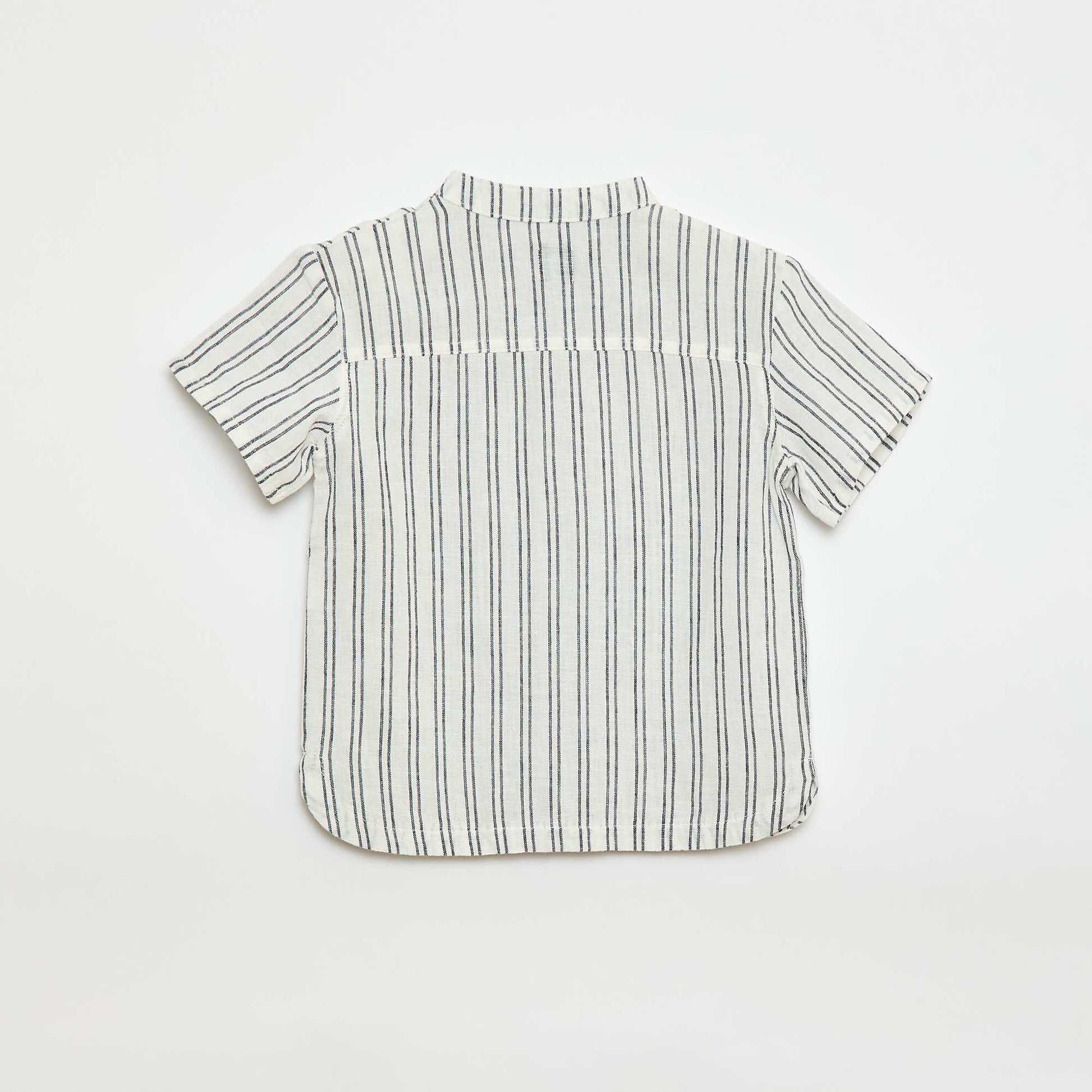 Chemise rayée en lin mélangé BLEU