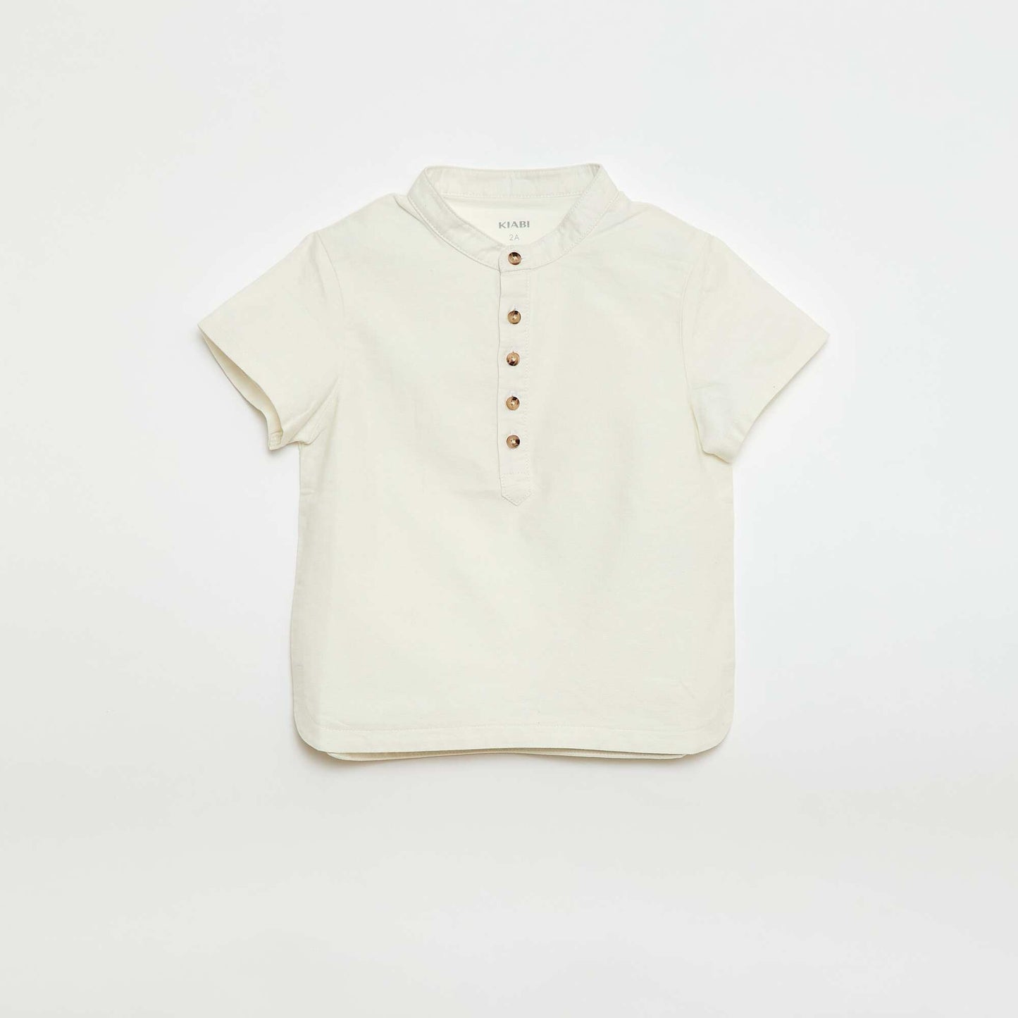 Chemise col mao en oxford BLANC