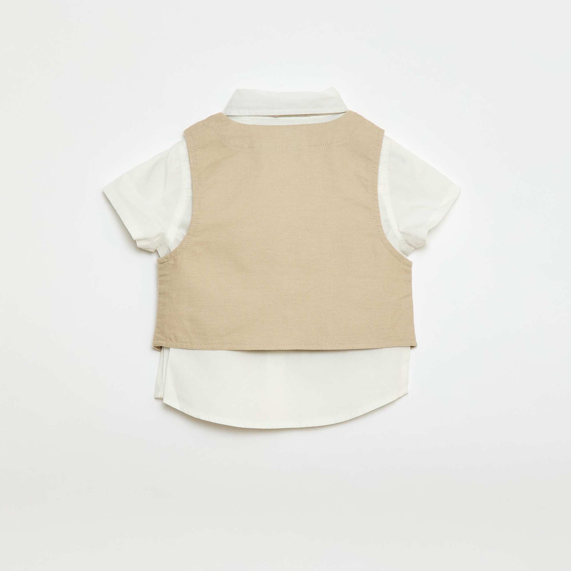 Ensemble chemise + gilet sans manches + short + noeud papillon - 4 pièces BEIGE