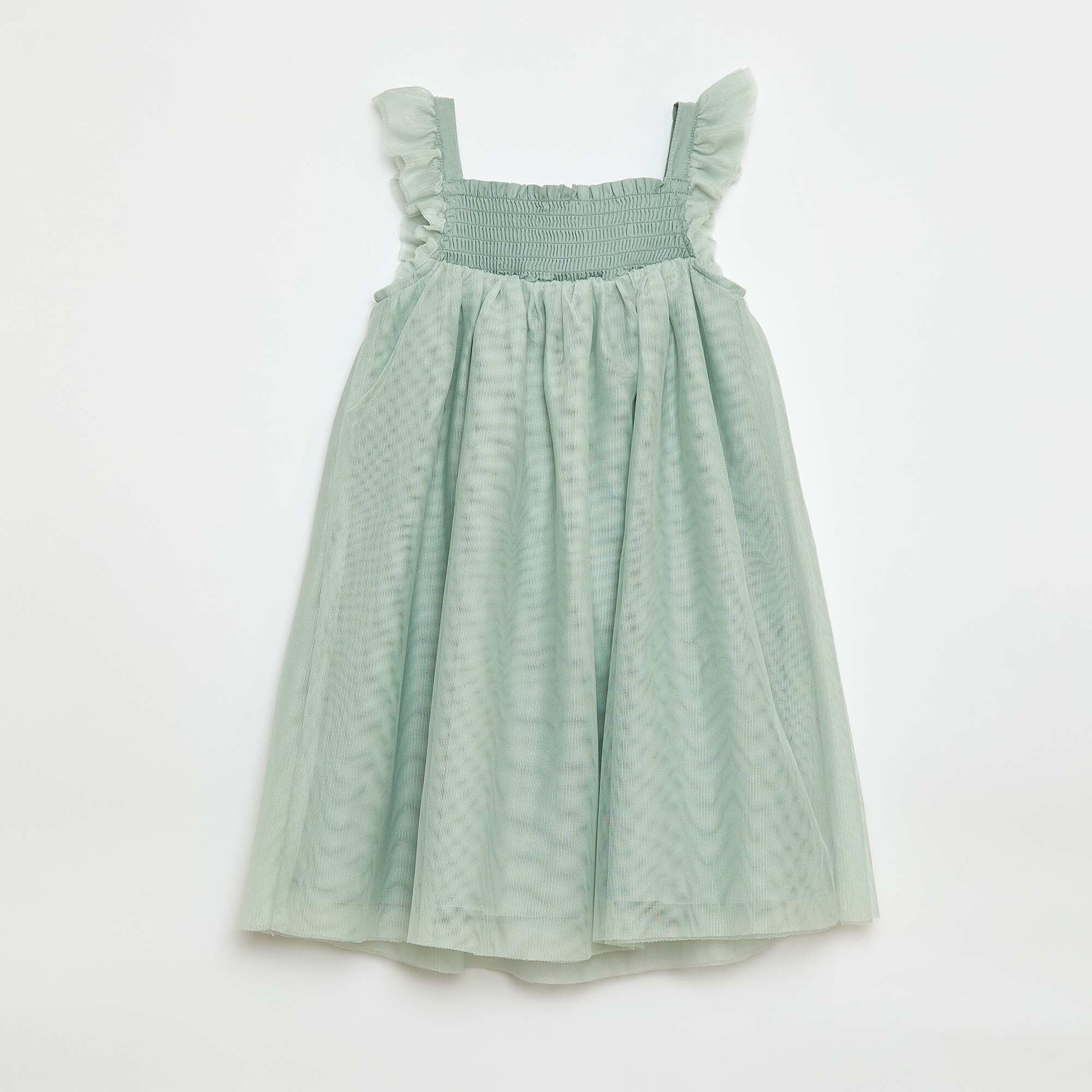 Robe en tulle avec fleurs 3D VERT
