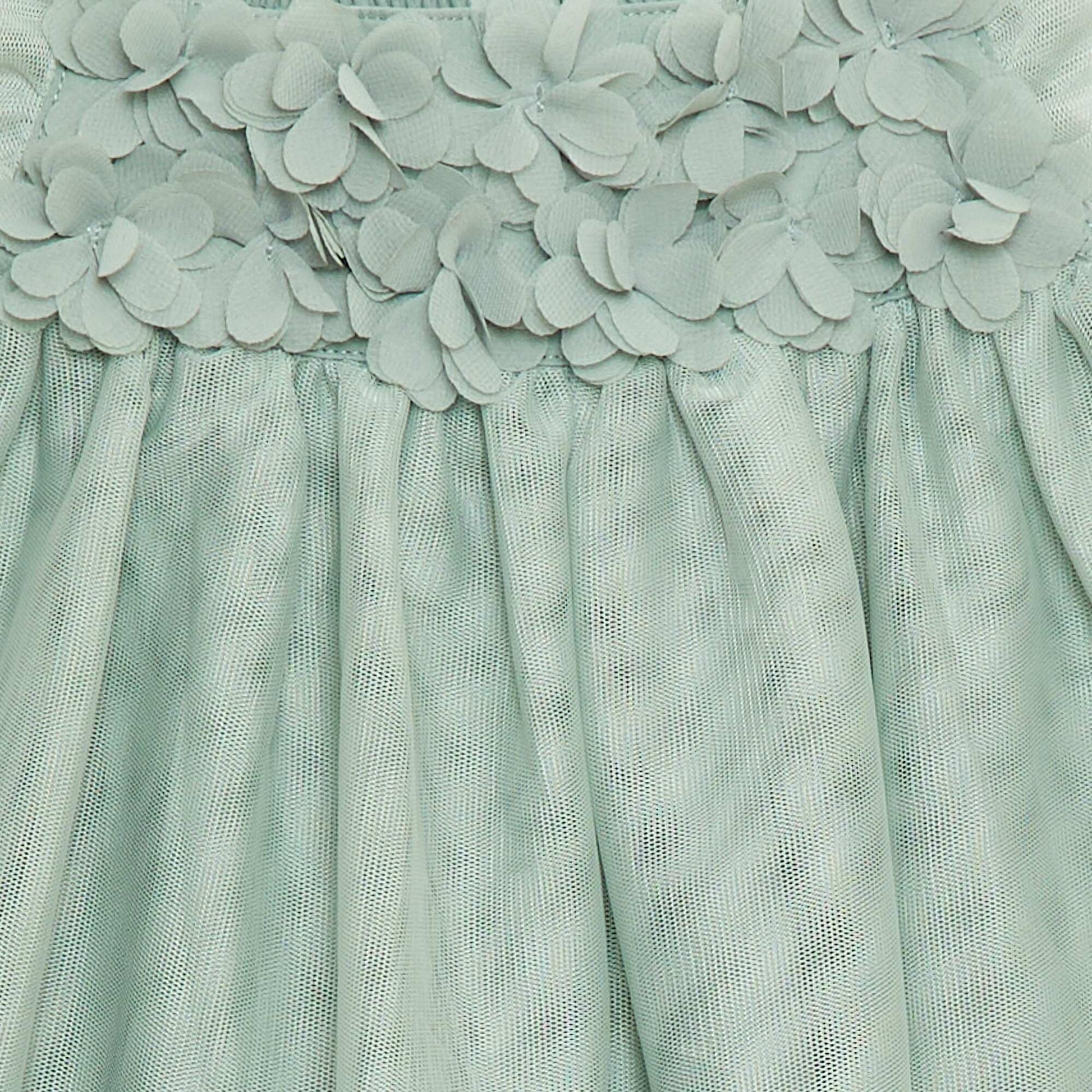 Robe en tulle avec fleurs 3D VERT