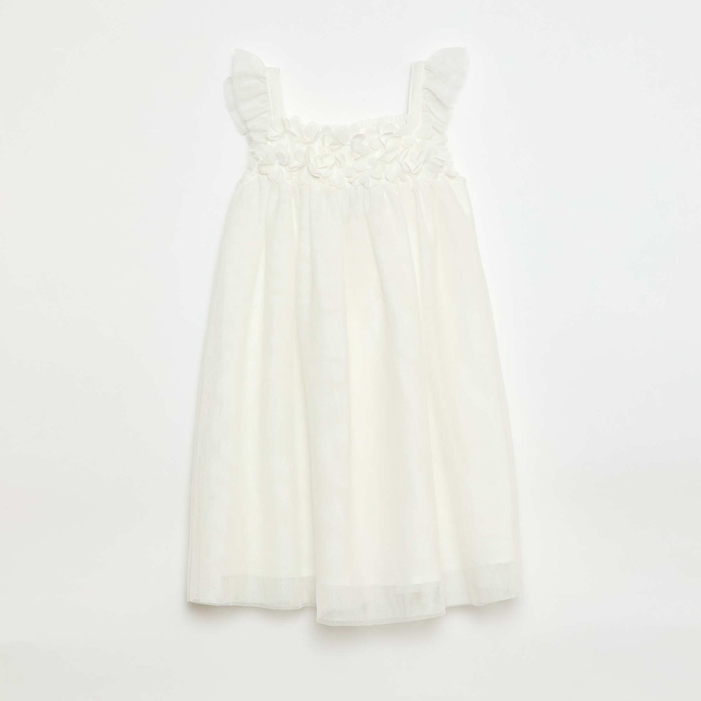 Robe en tulle avec fleurs 3D BLANC