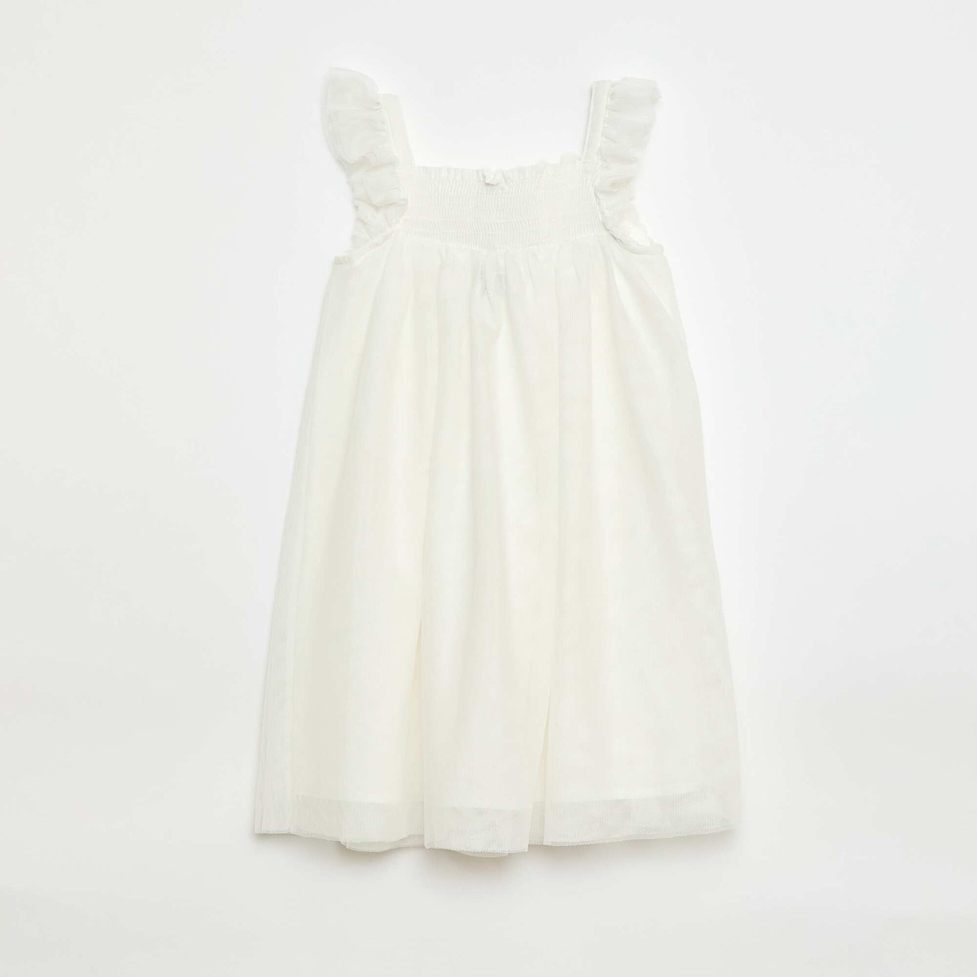 Robe en tulle avec fleurs 3D BLANC