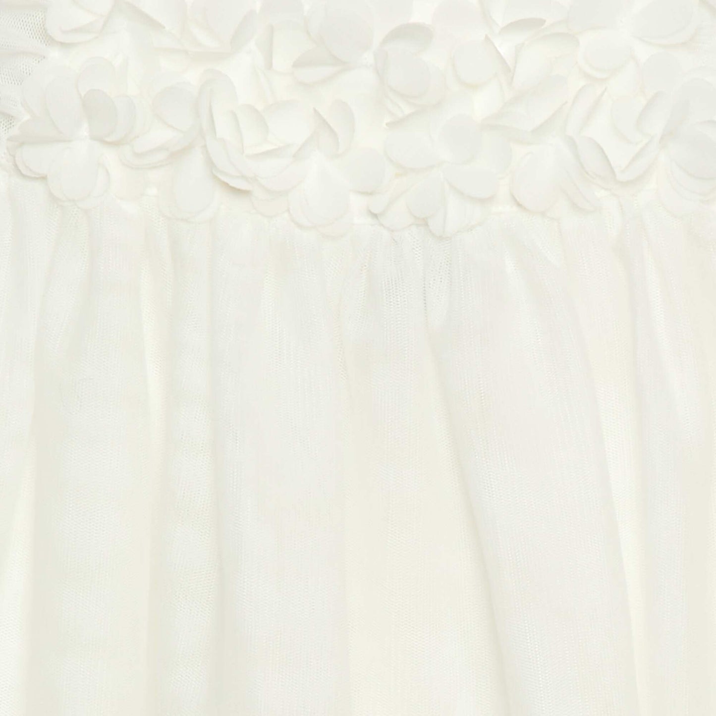 Robe en tulle avec fleurs 3D BLANC