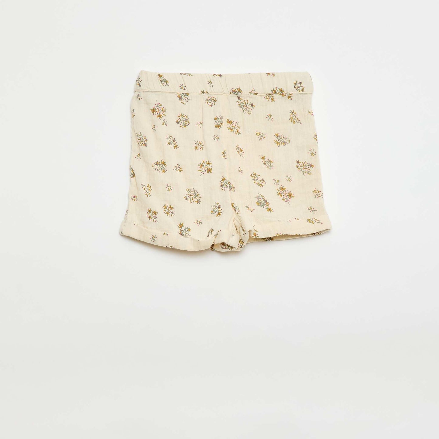 Short à motif en gaze de coton BEIGE