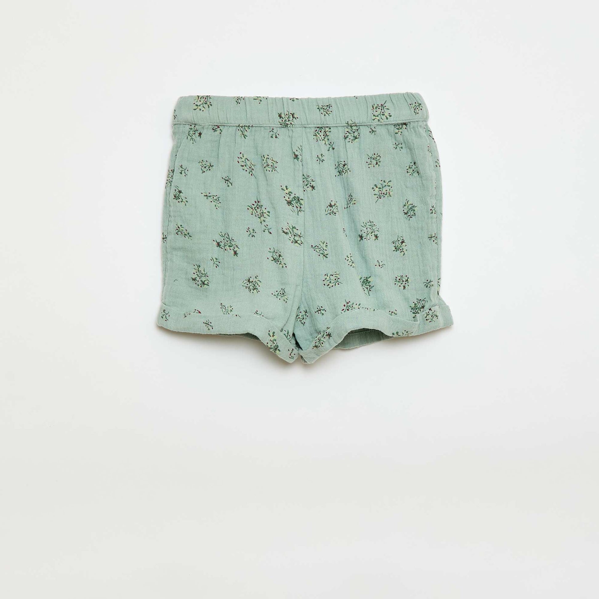 Short à motif en gaze de coton VERT