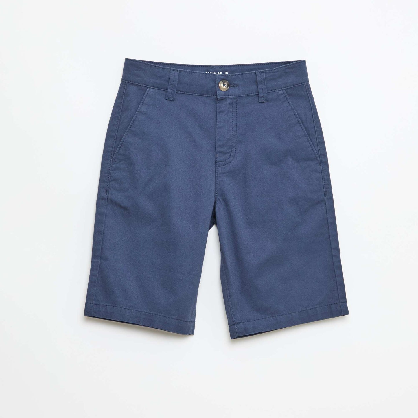 Bermuda en twill de coton uni BLEU