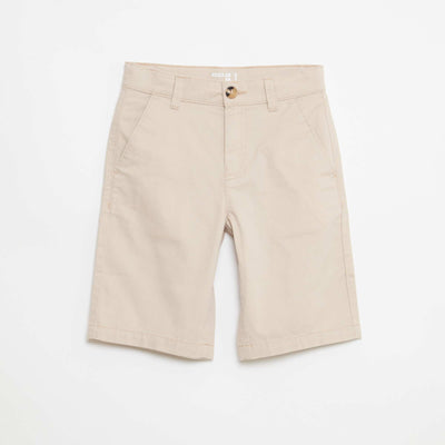 Bermuda en twill de coton uni BEIGE