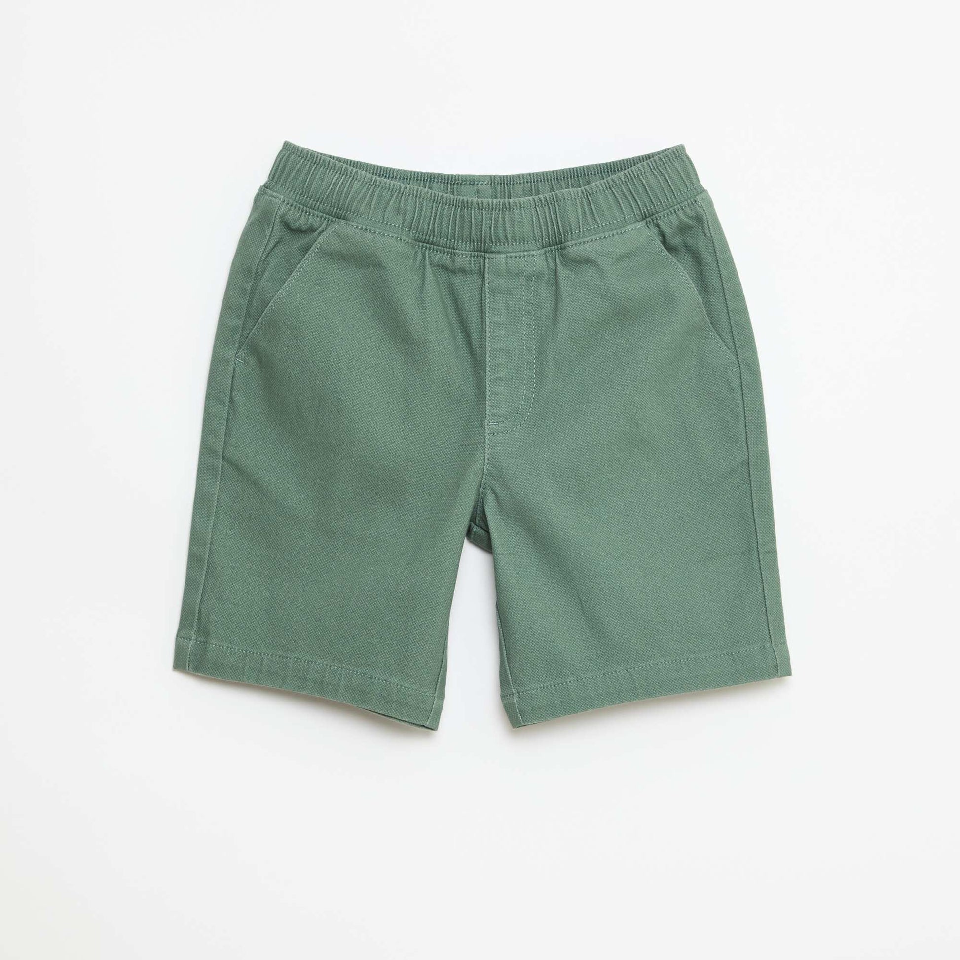 Bermuda denim en coton uni VERT