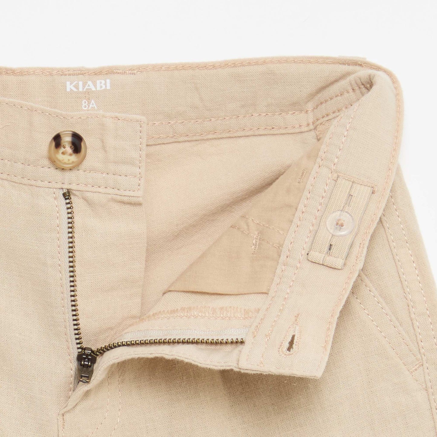 Bermuda regular en coton et lin uni BEIGE