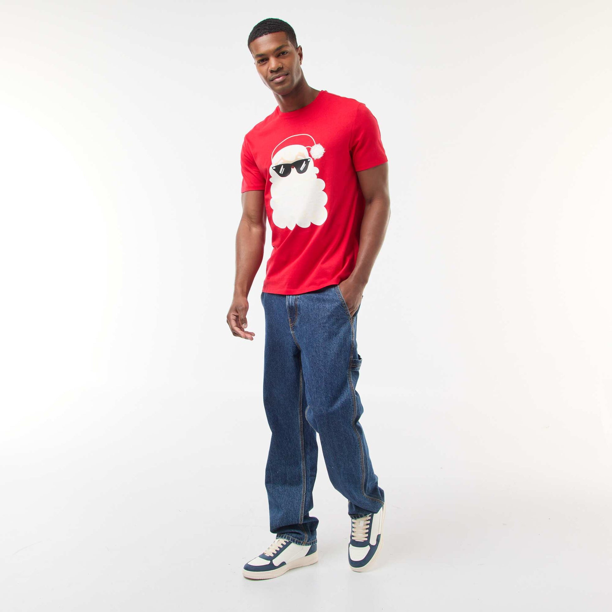 T-shirt 'Noël' manches courtes imprimé ROUGE