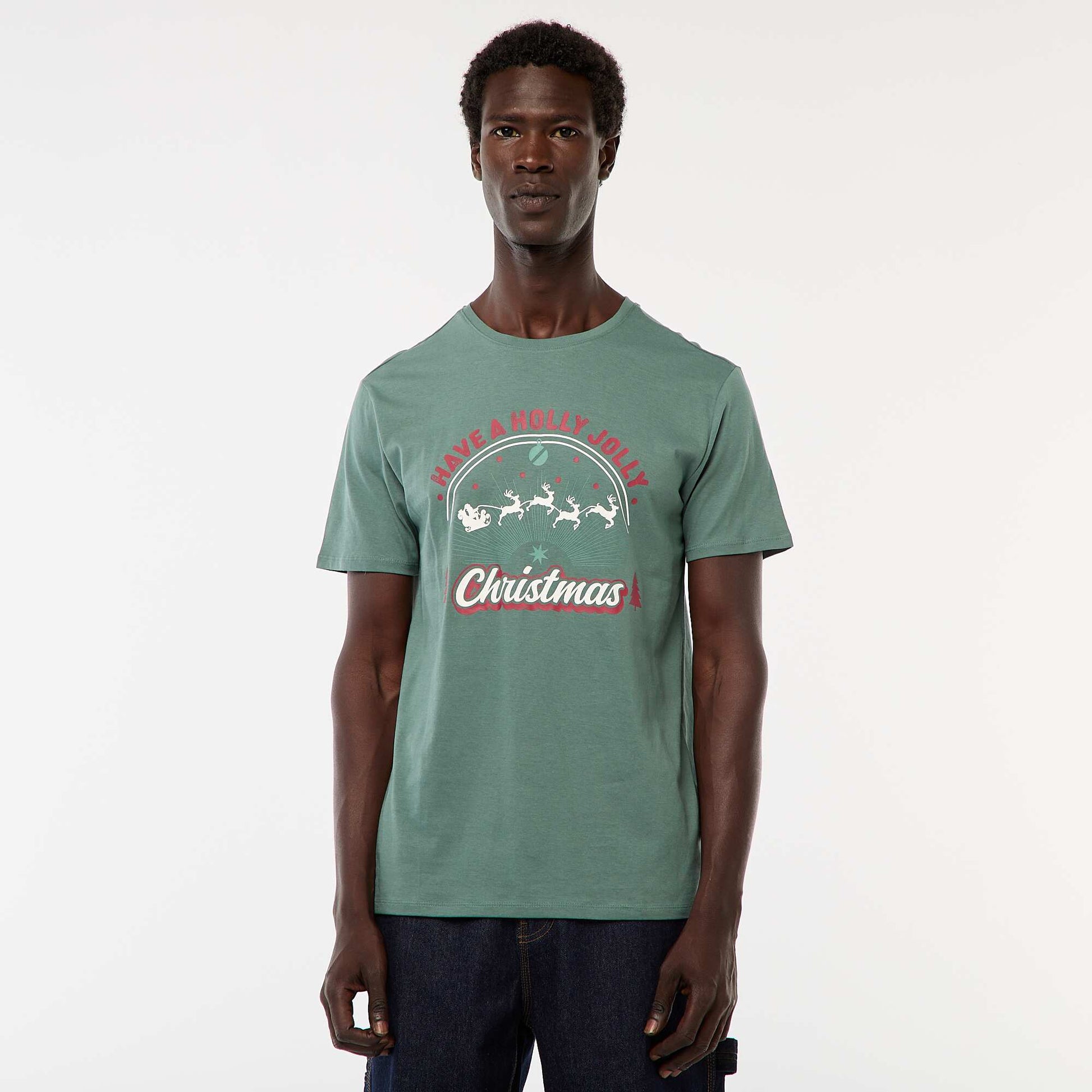 T-shirt 'Noël' manches courtes imprimé VERT