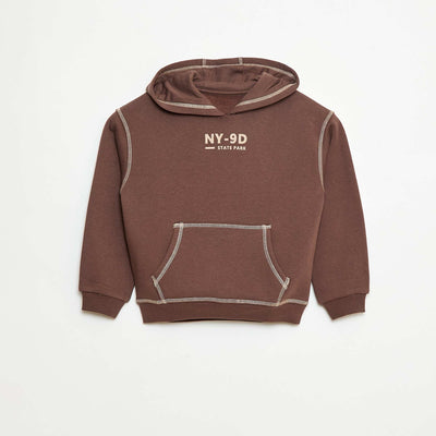 Sweat à capuche imprimé MARRON