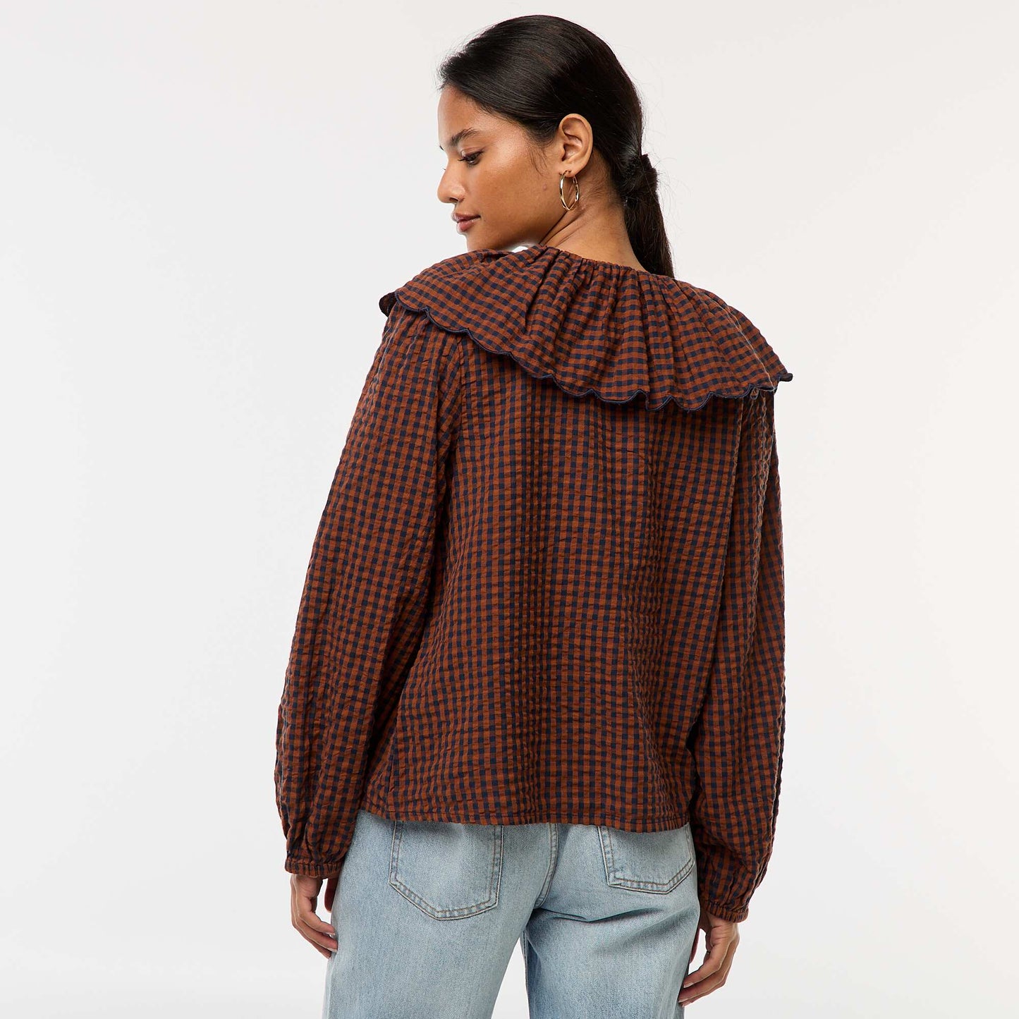Blouse avec large col claudine MARRON