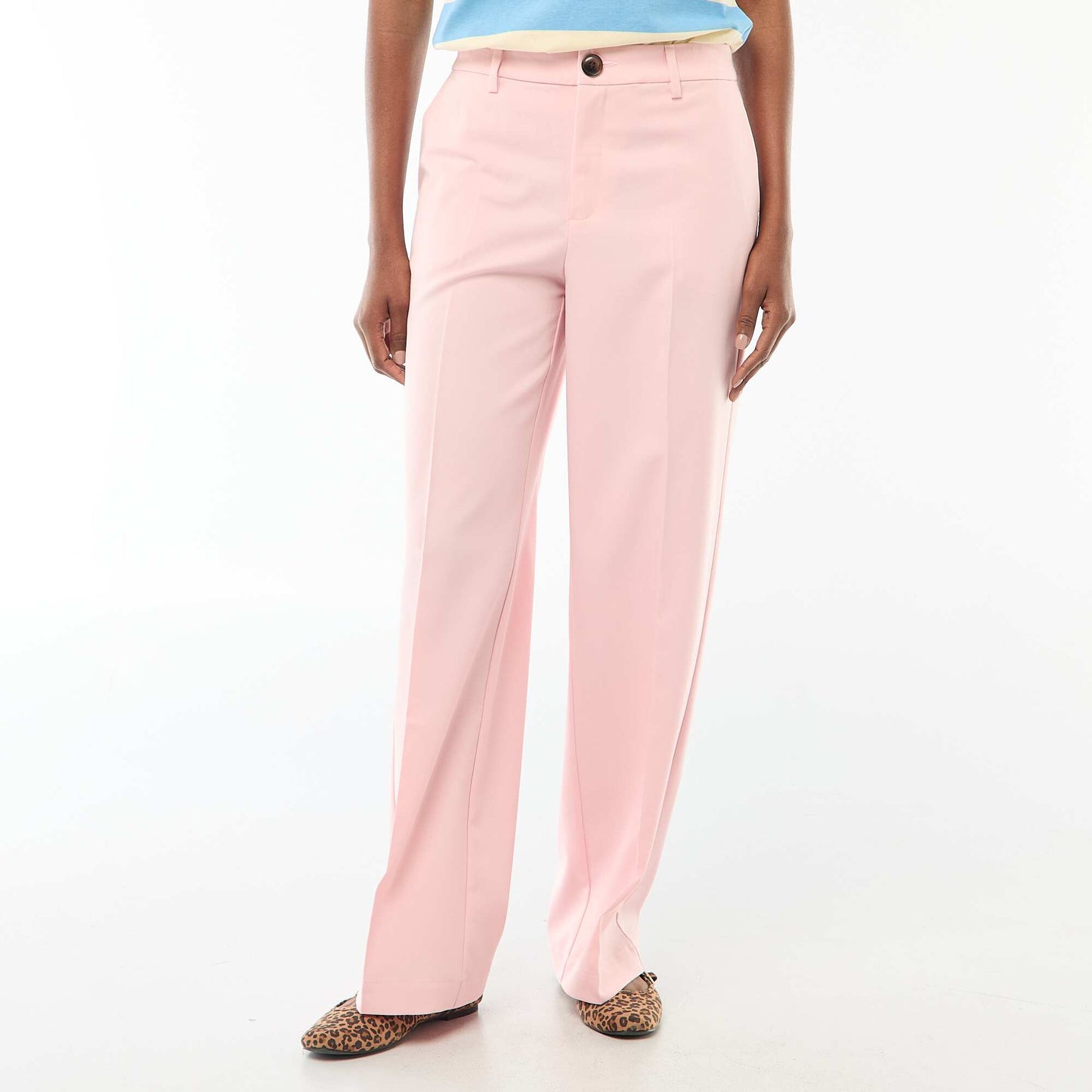 Pantalon large fluide uni ROSE