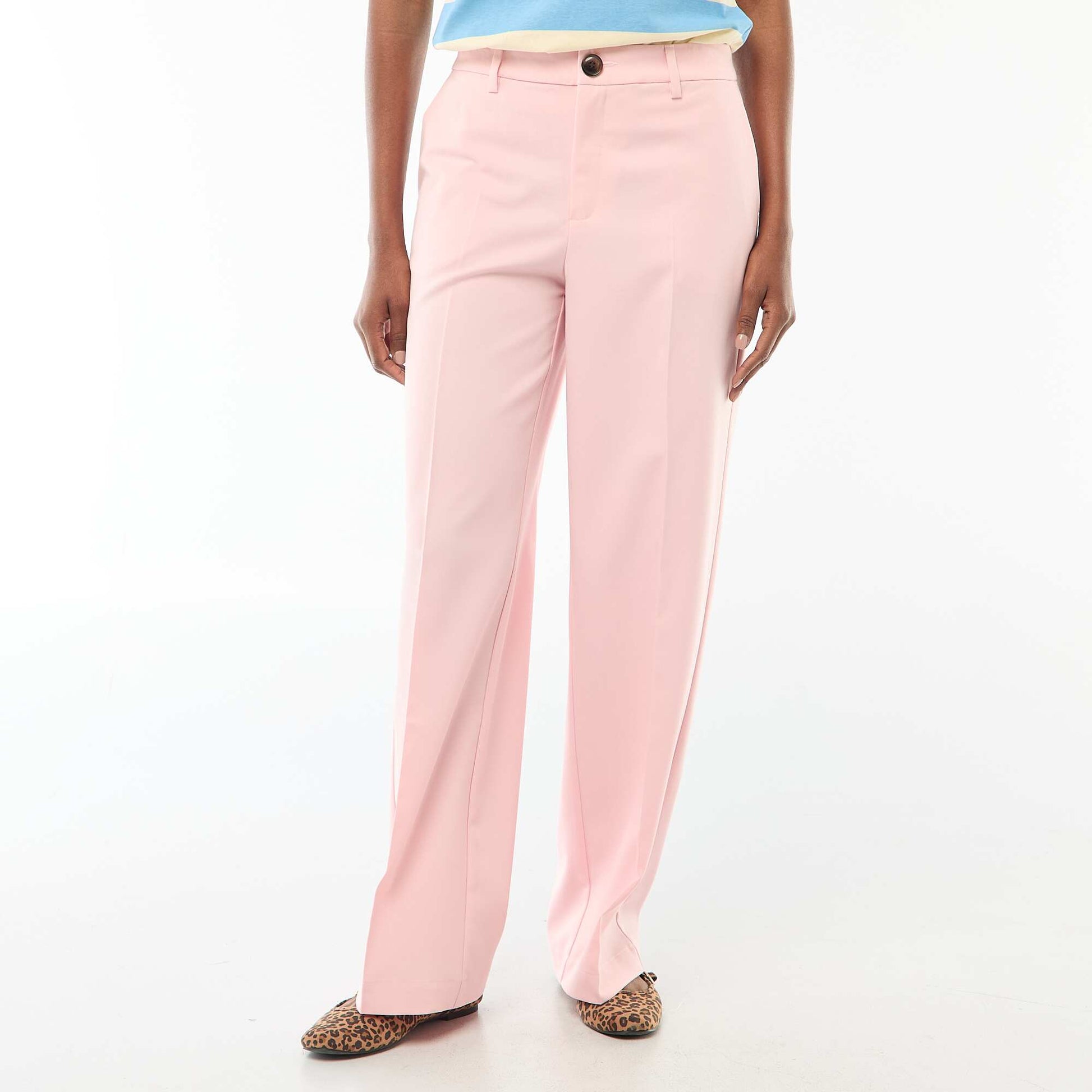 Pantalon large fluide uni ROSE