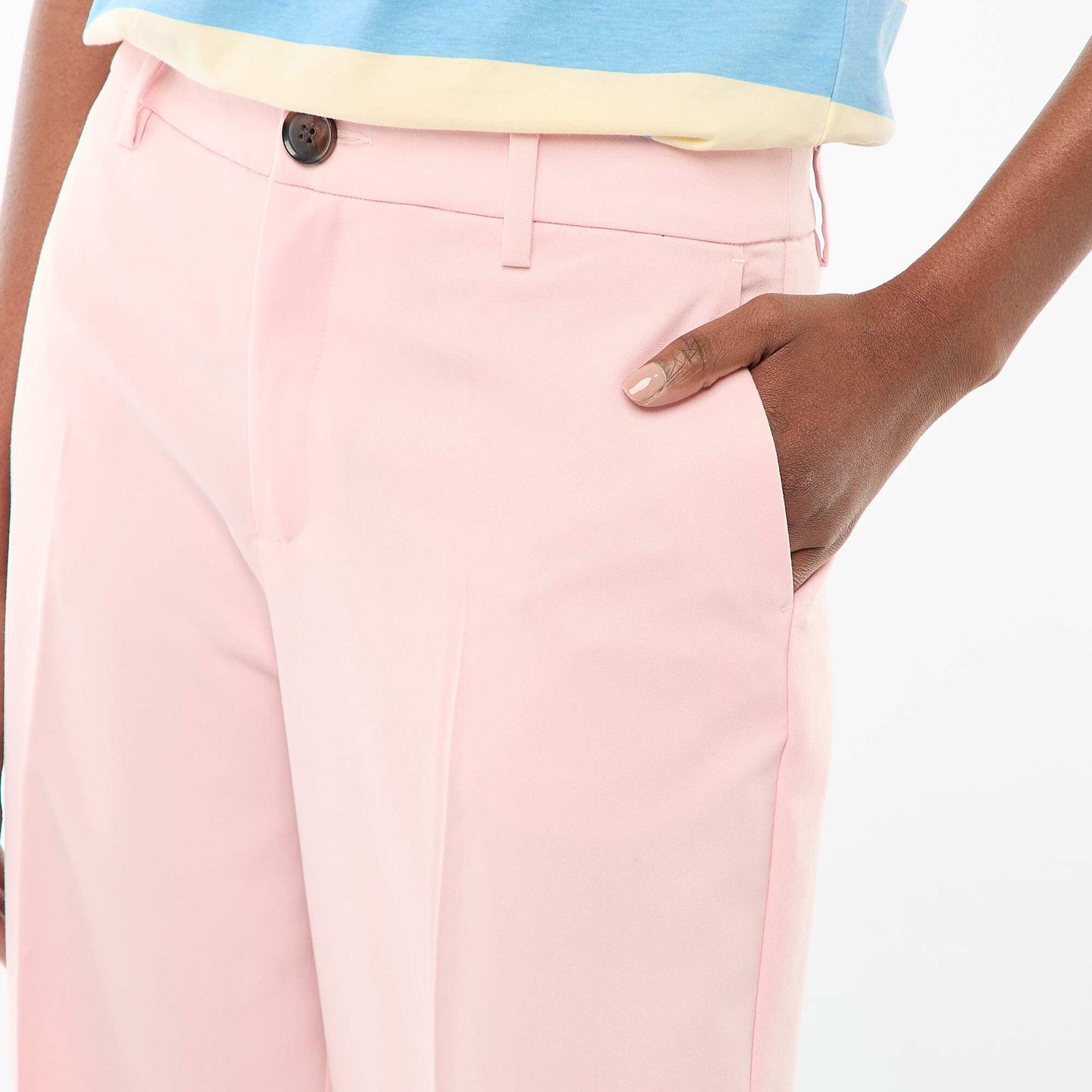 Pantalon large fluide uni ROSE