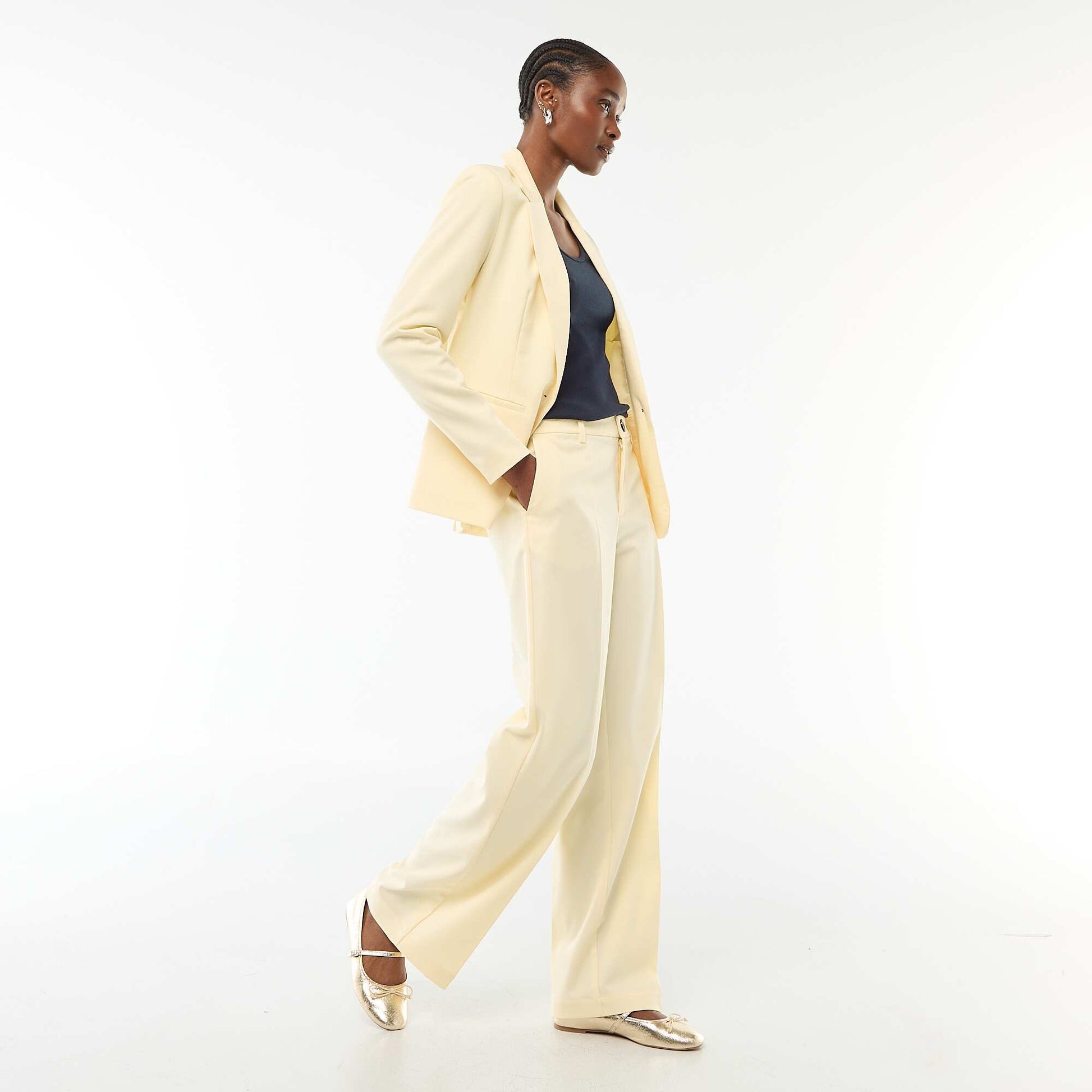 Pantalon large fluide uni JAUNE