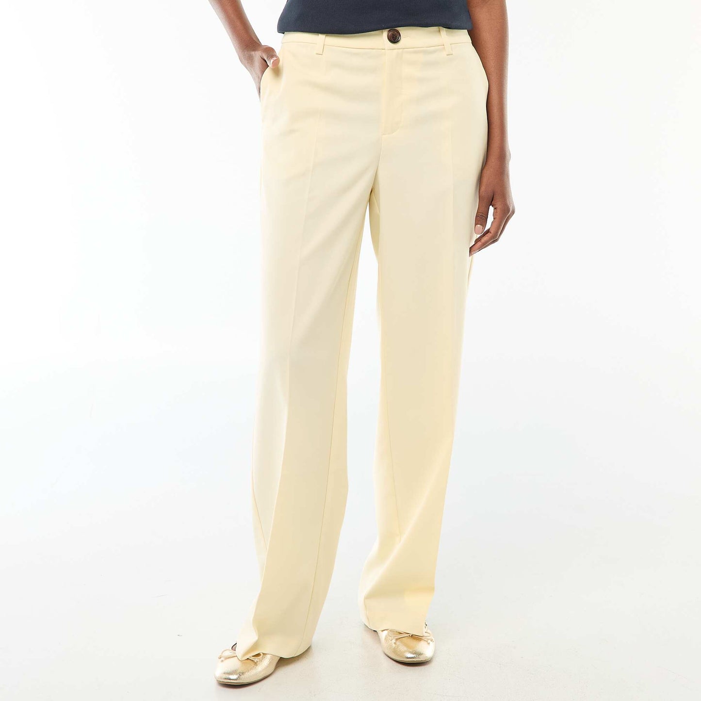 Pantalon large fluide uni JAUNE