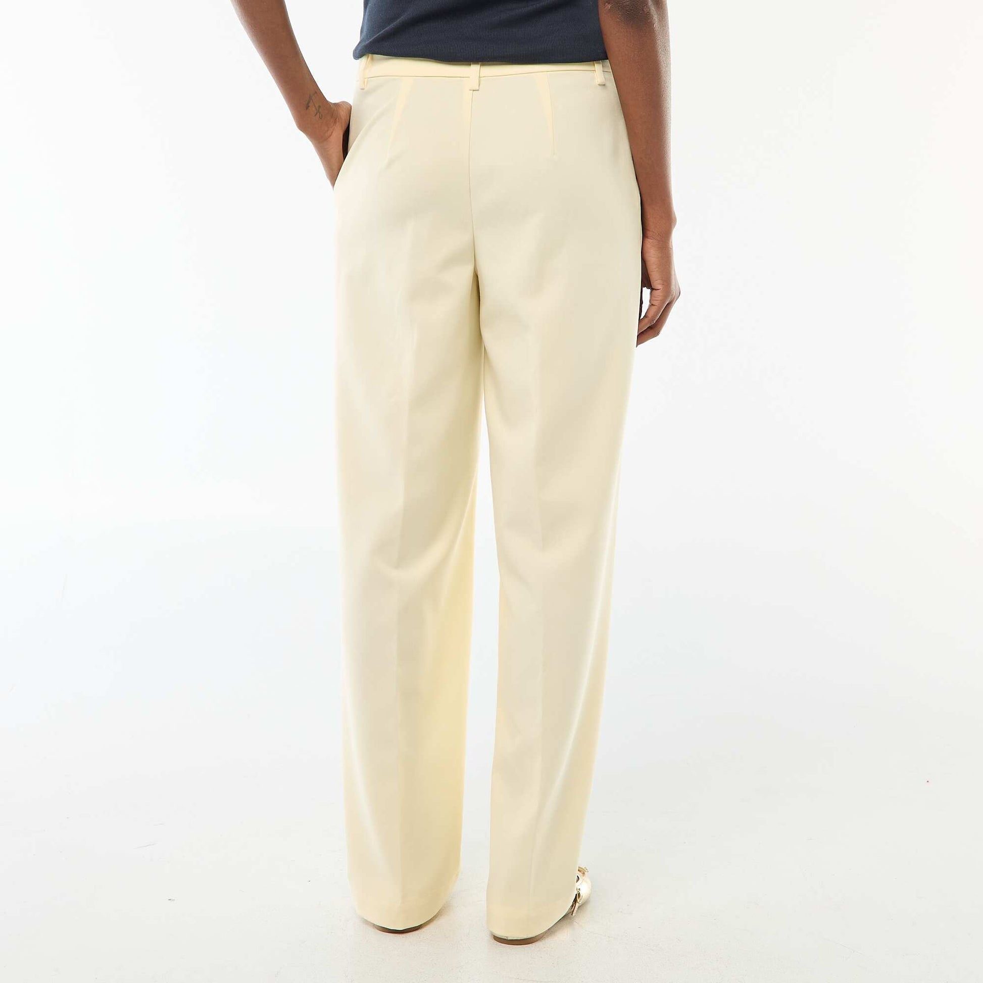 Pantalon large fluide uni JAUNE