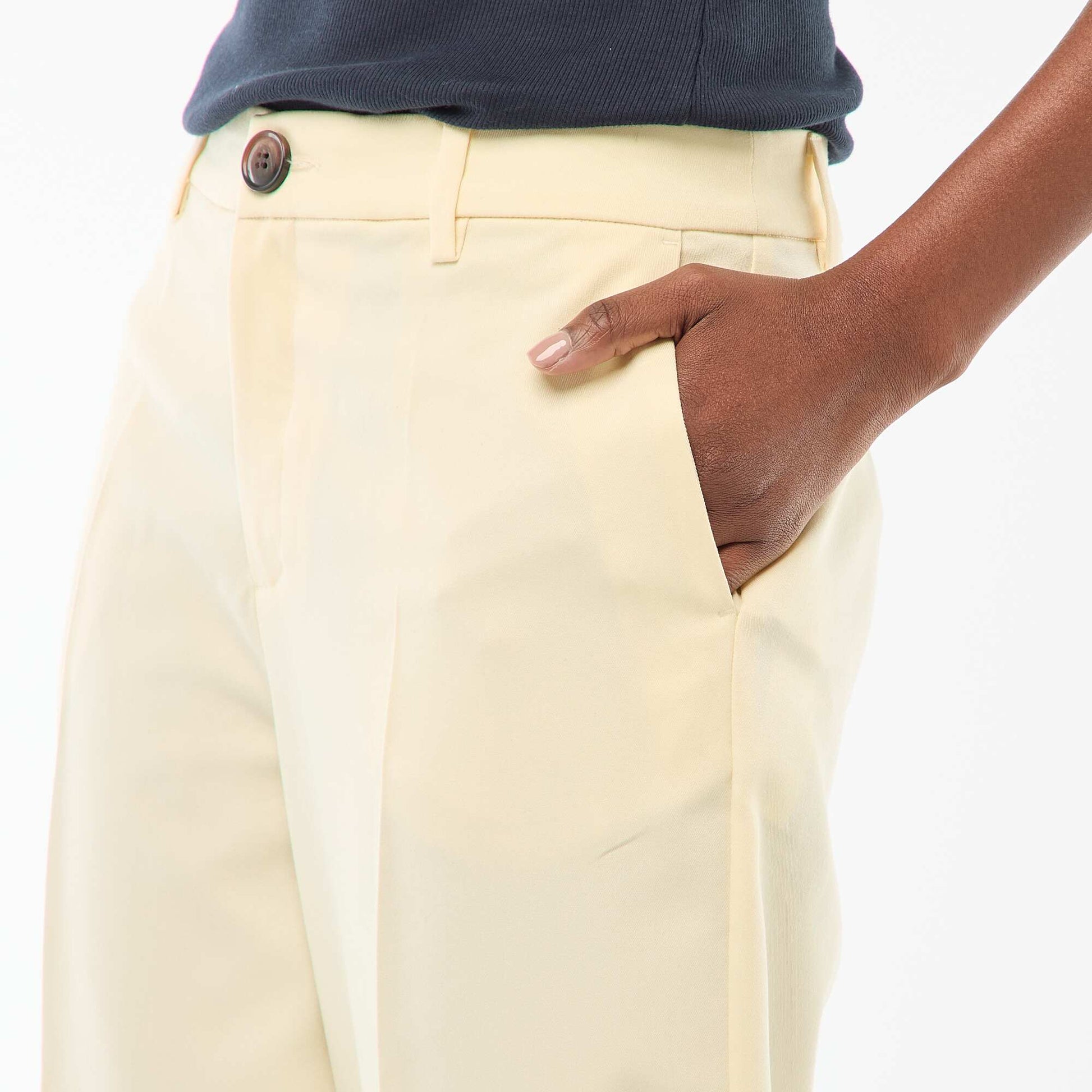 Pantalon large fluide uni JAUNE