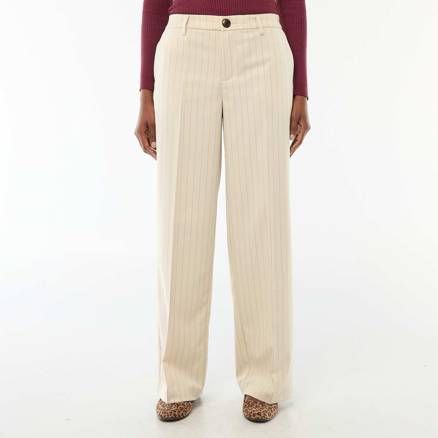 Pantalon large fluide uni BEIGE