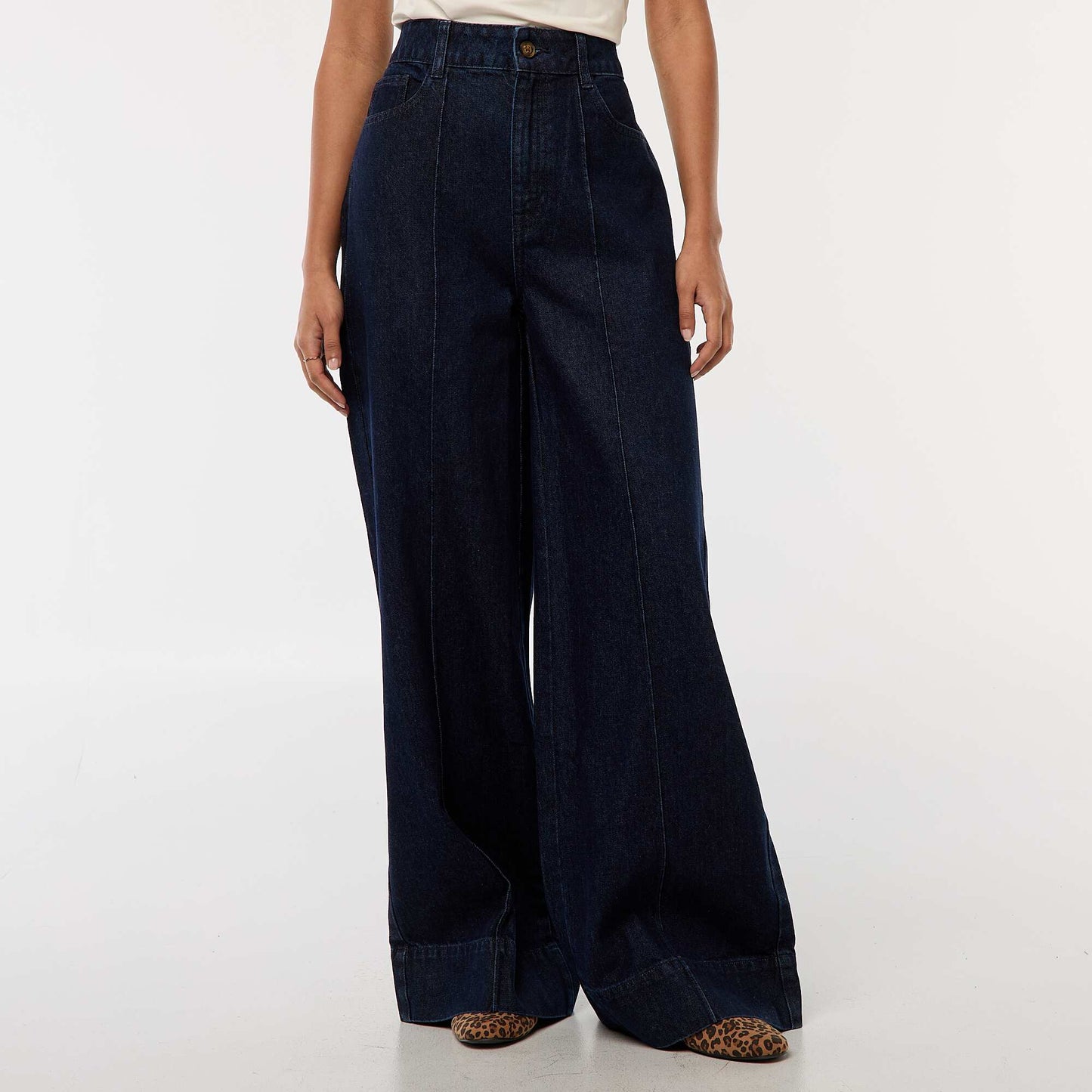 Jean coupe wide leg à 5 poches BLEU