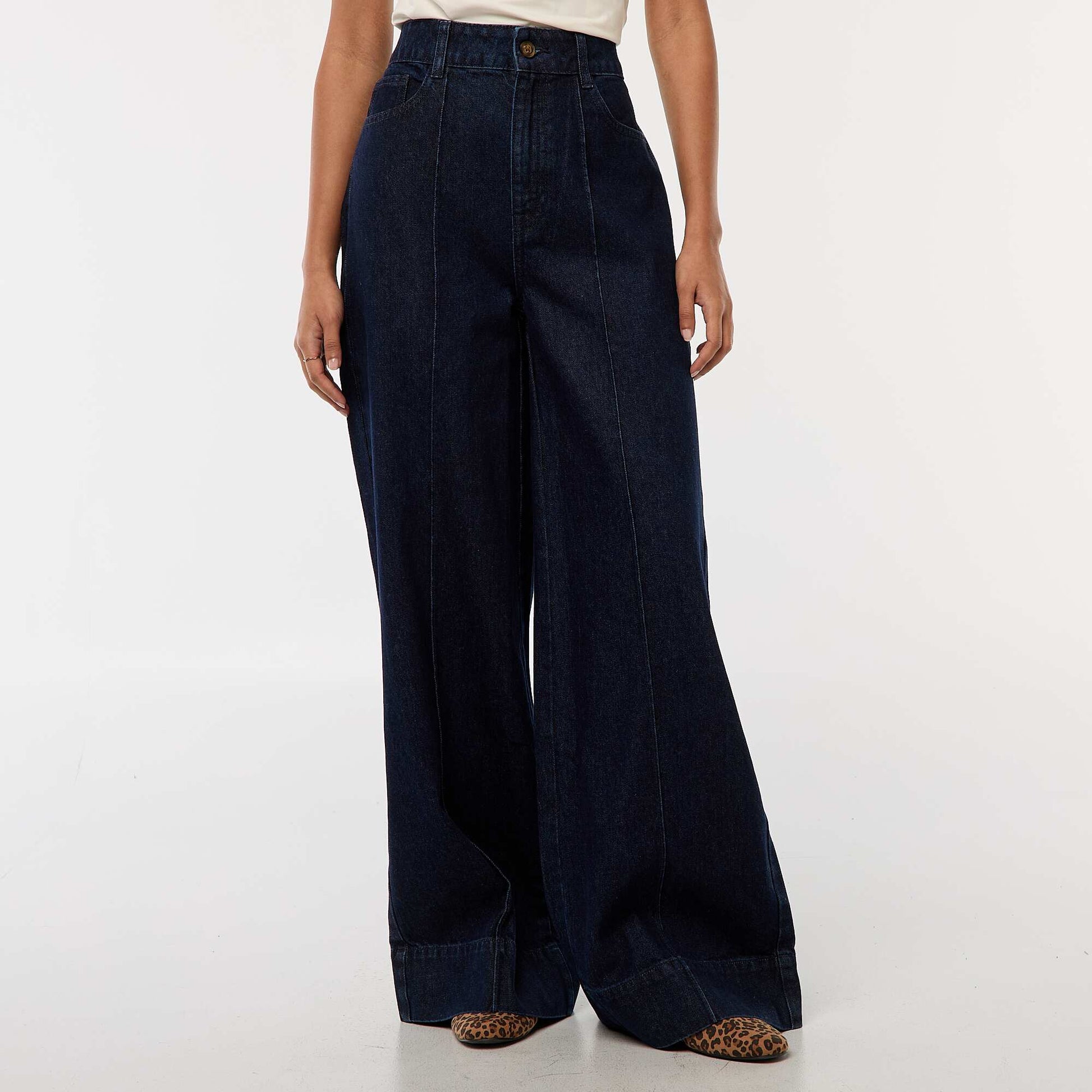 Jean coupe wide leg à 5 poches BLEU