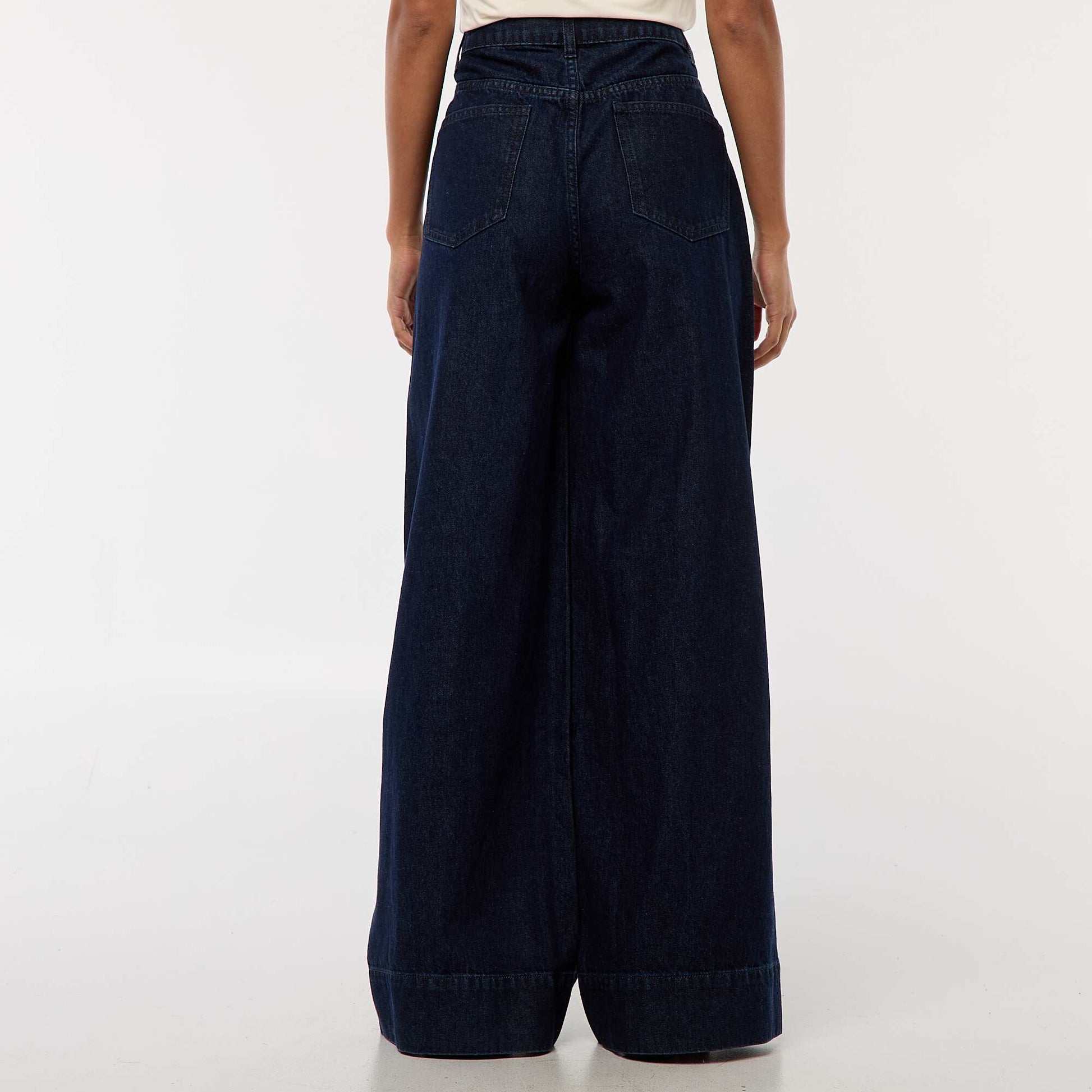 Jean coupe wide leg à 5 poches BLEU