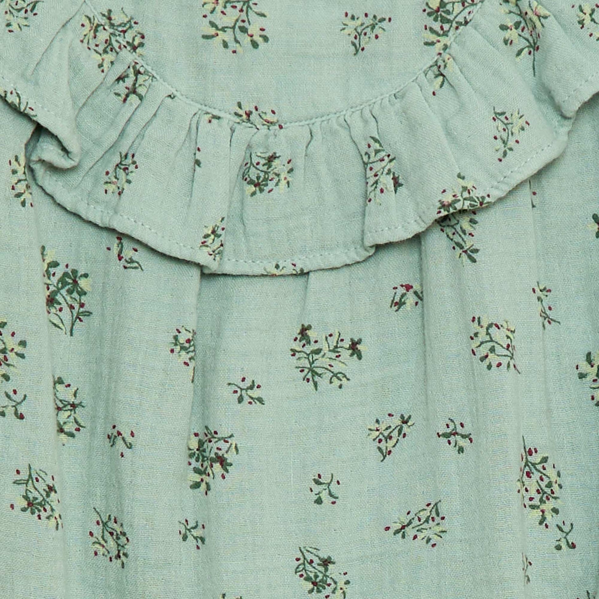 Blouse manche courte à motif en gaze de coton VERT