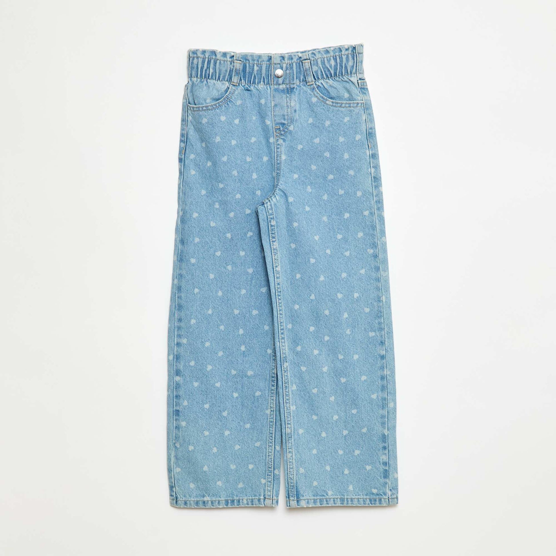 Jean wide leg avec taille élastiquée BLEU