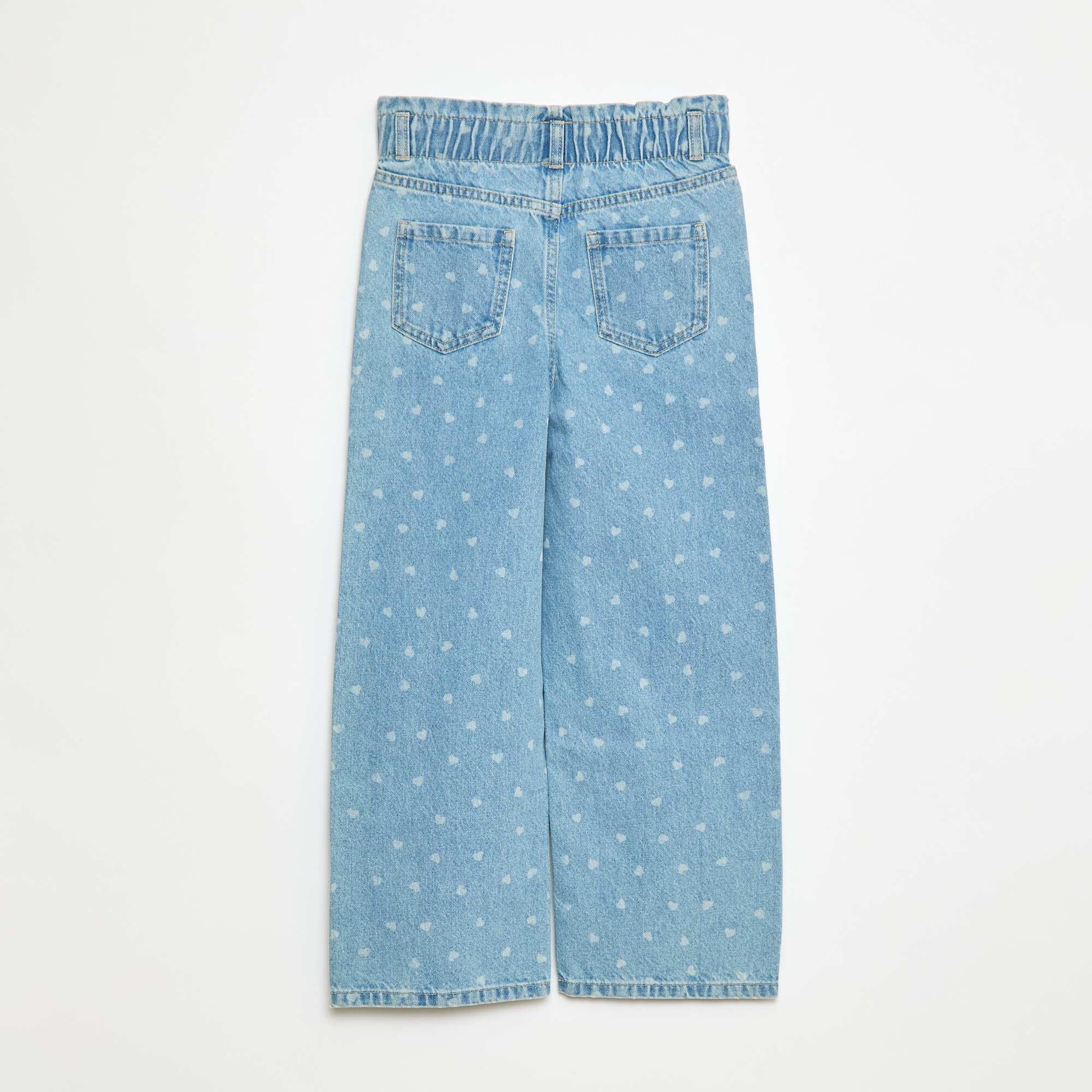 Jean wide leg avec taille élastiquée BLEU