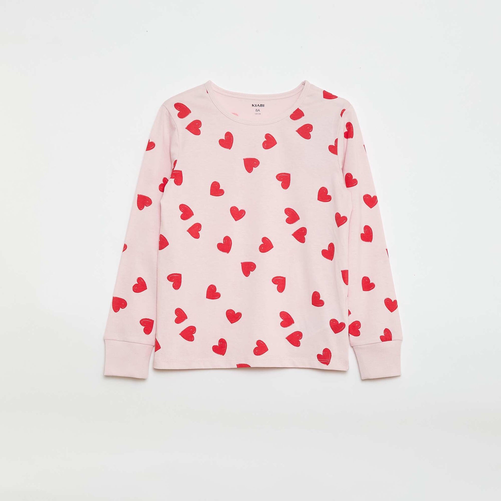 Ensemble pyjama long à motif 'cœur' - 2 pièces ROSE