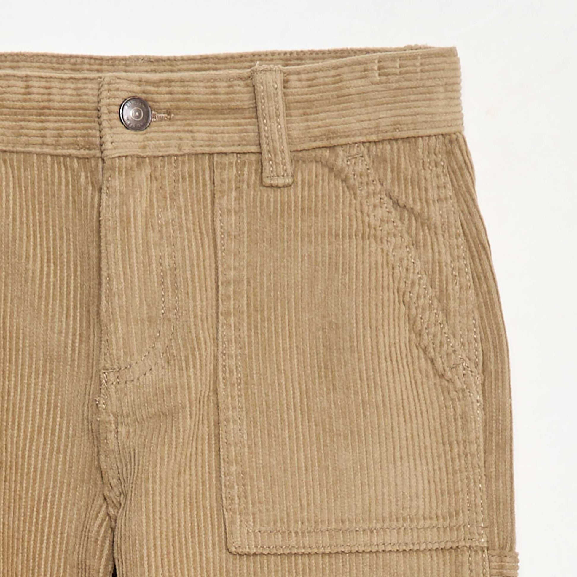 Pantalon large en velours uni MARRON