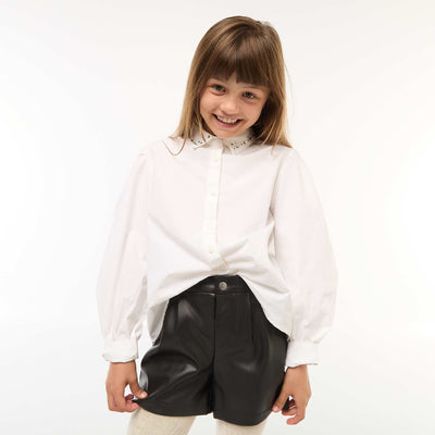 Chemise à col faux bijoux BLANC