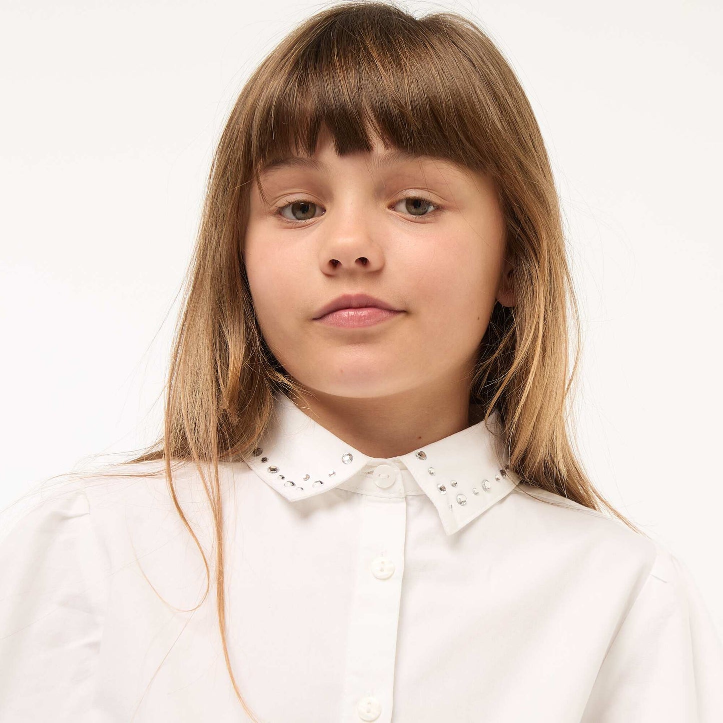Chemise à col faux bijoux BLANC