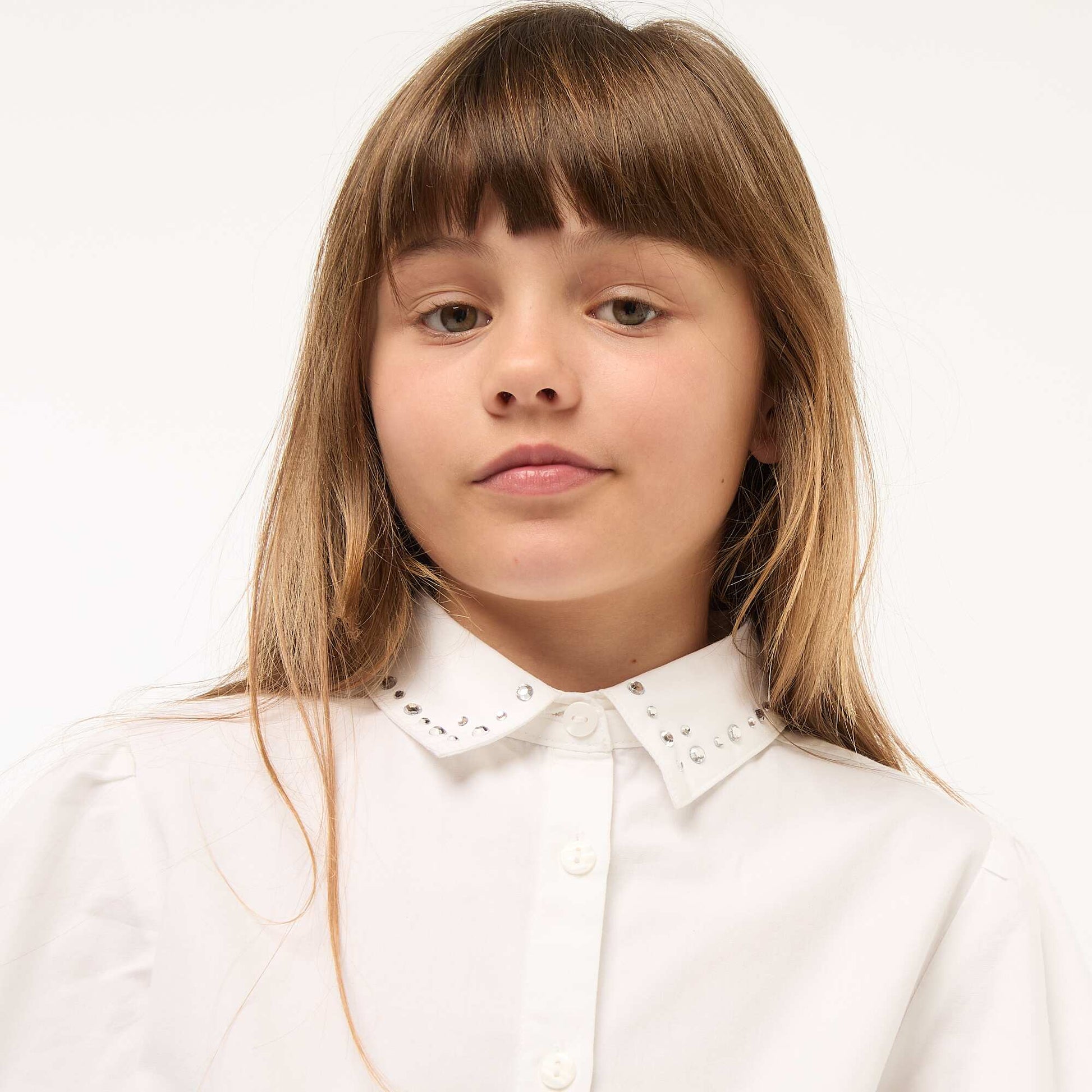 Chemise à col faux bijoux BLANC