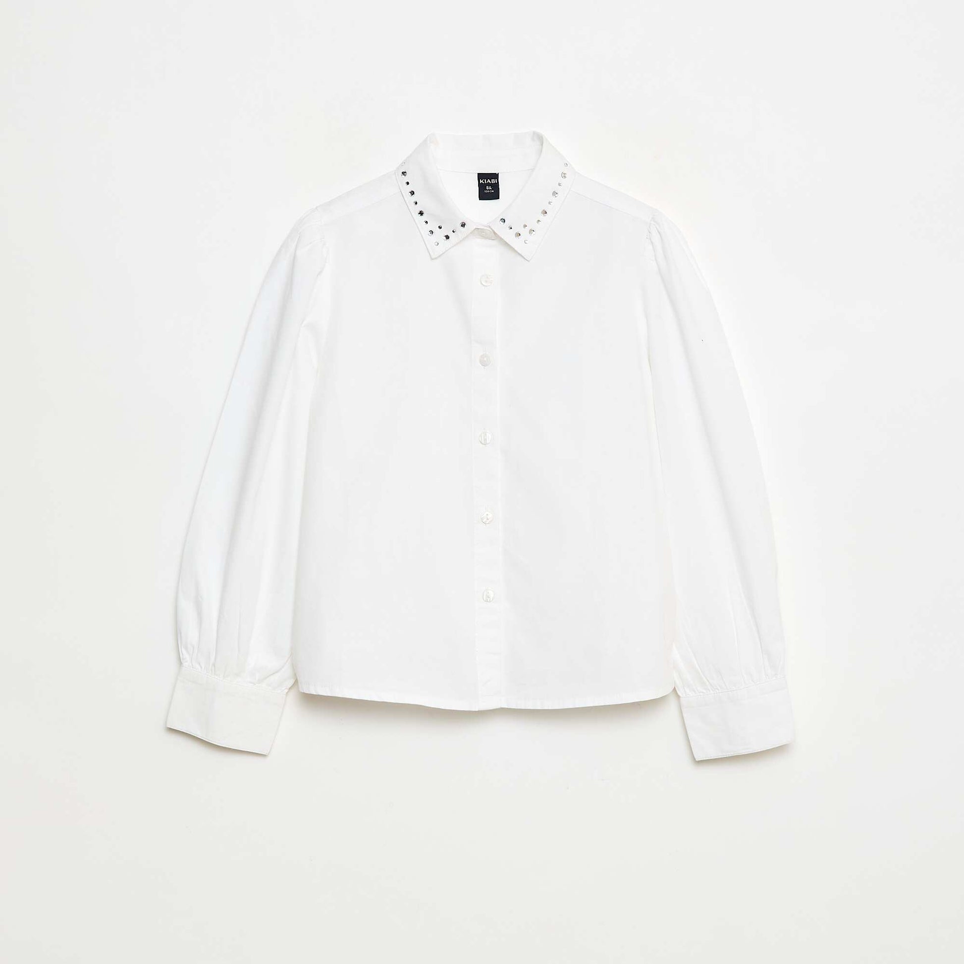 Chemise à col faux bijoux BLANC