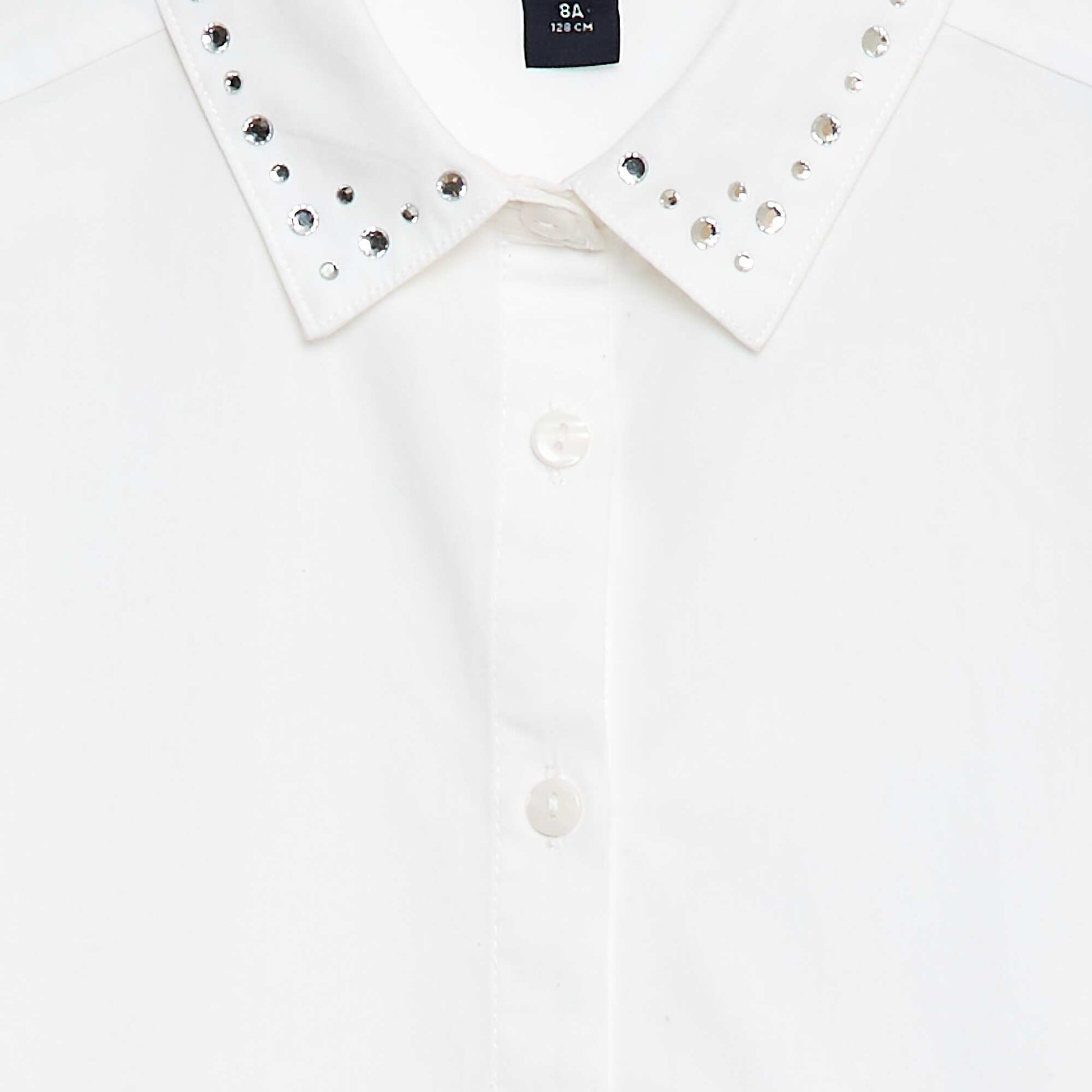 Chemise à col faux bijoux BLANC
