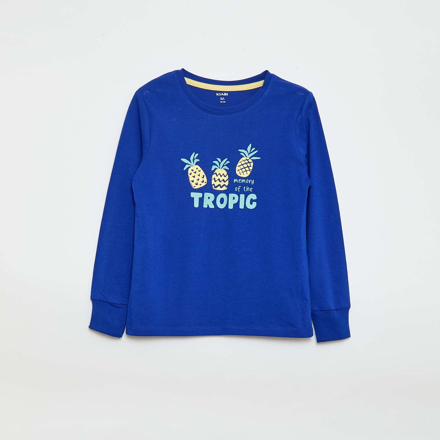 Ensemble pyjama long t-shirt + short - 2 pièces BLEU